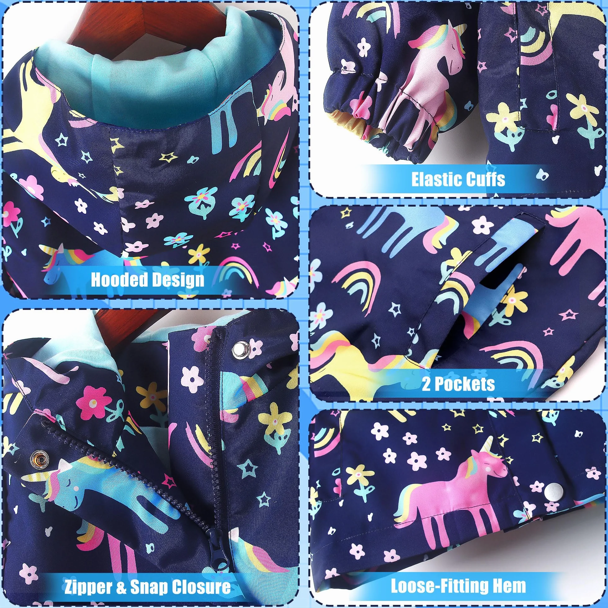 JinBei Chaqueta Impermeable con Capucha para Niños Chubasquero Transpirable de Manga Larga al Aire Libre Deportivo Softshell Abrigos Ligeros con Forro Blando Niño Niña Edad 2-10 Años