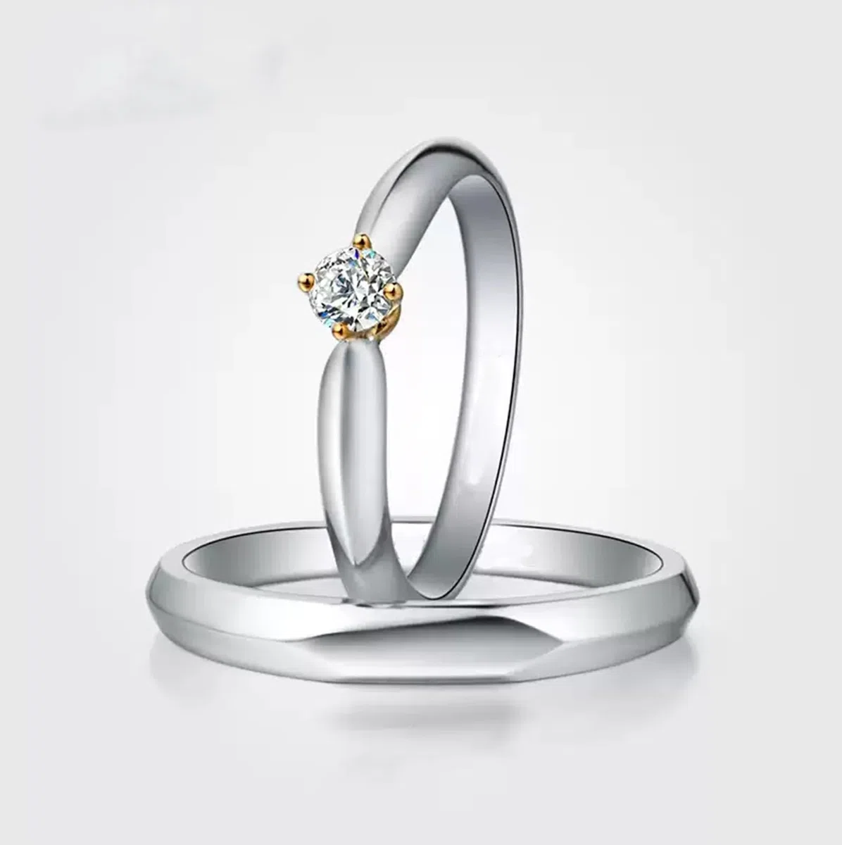 Wycian Anillo Compromiso para Hombre Anillo Oro Blanco Mujer 18 Kilates Plata Polaco Talla 16 Sólido No Chapado Moda para Hermana Graduación Joyas