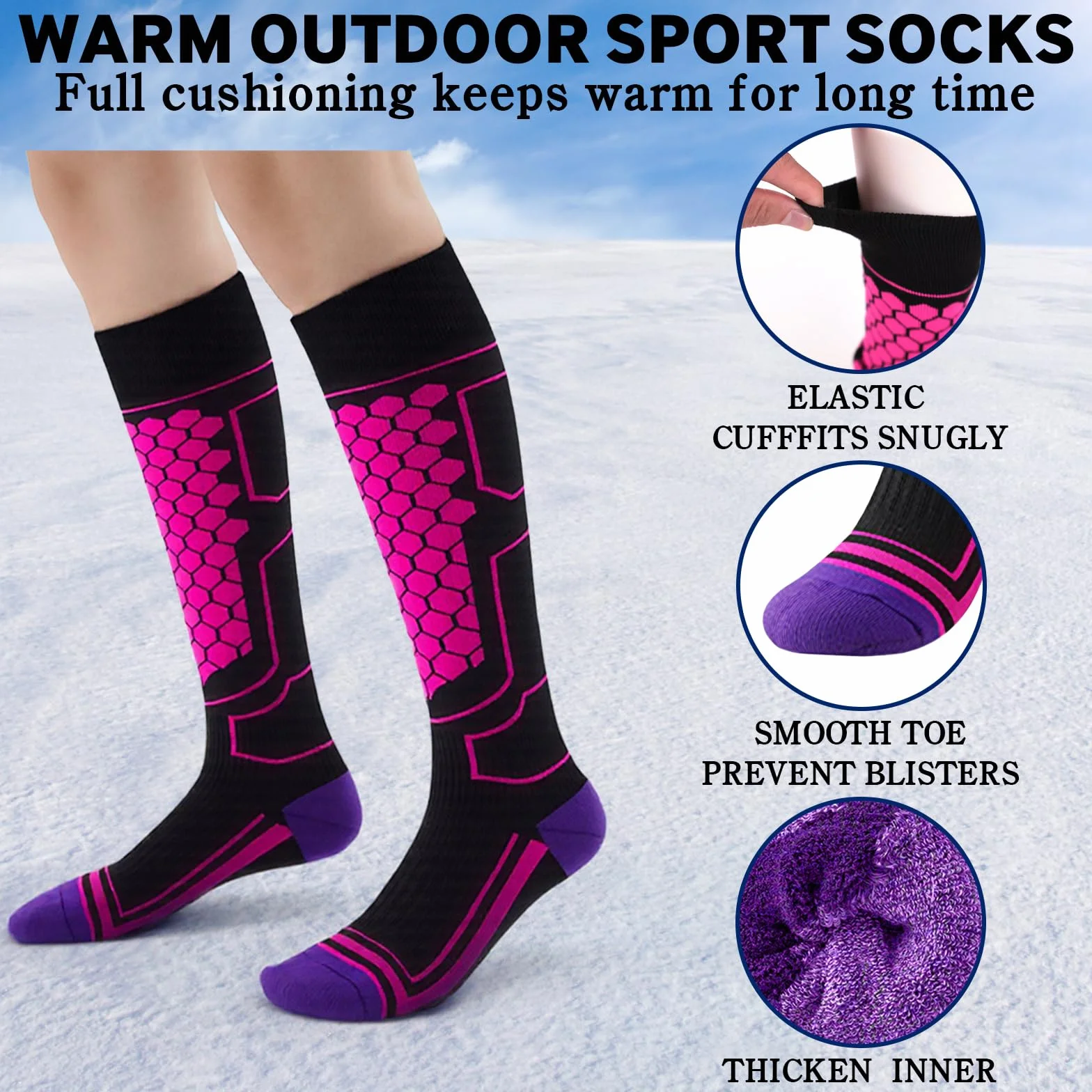 Calcetines Térmicos De Esquí Paquete De 2 Para Hombre y Mujer, Calcetines Invierno Frio Extremo, Para Esquiar, Snowboard, Deportes De Invierno Al Aire Libre