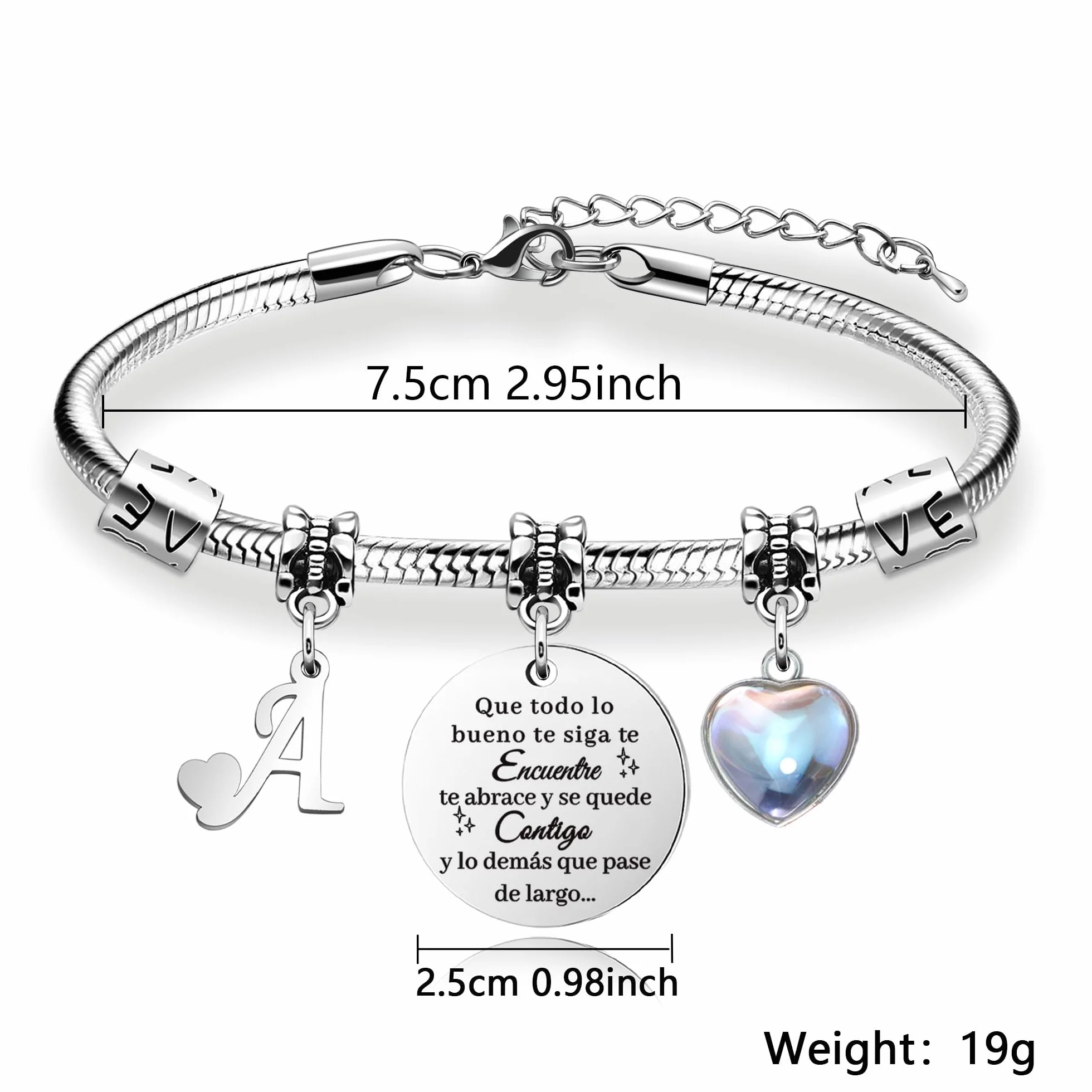 Pulsera de Plata con Letras Iniciales Regalo Personalizado para Mujer