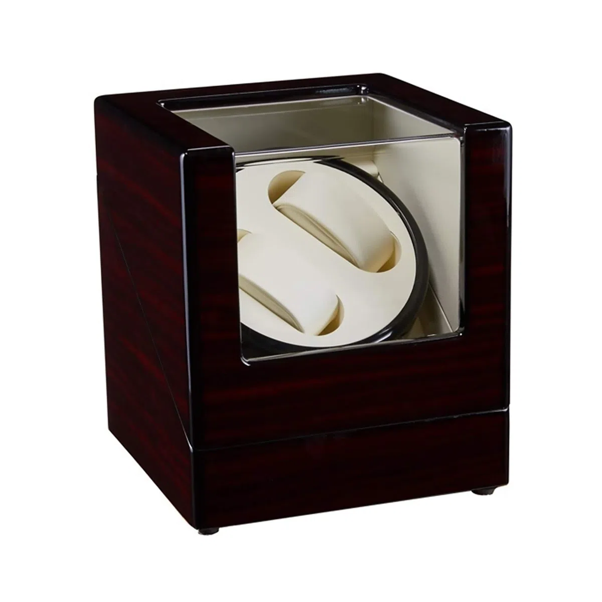 - Reloj mecánico de pintura de patrón de ébano de 2 dígitos Dispositivo de cuerda automática Caja de almacenamiento de reloj para hombres y mujeres Agitador de reloj antimagnético silencioso para el
