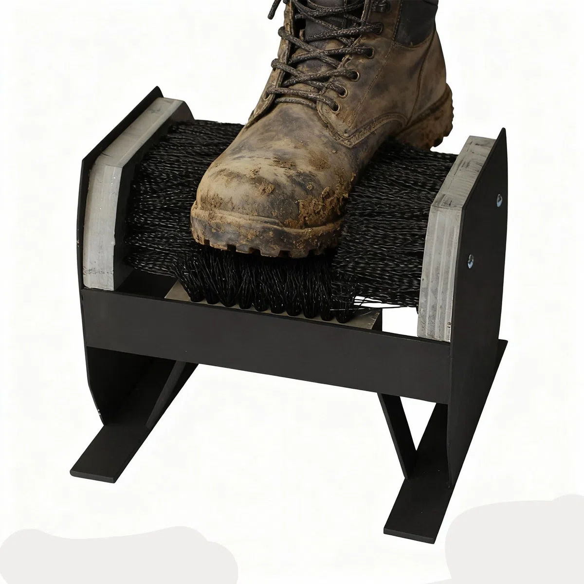 Alfombrilla limpiadora resistente para peldaños de puerta, cepillo para zapatos al aire libre, limpieza rápida, sin doblarse, marco de metal, para eliminar el barro y la suciedad de los zapatos, botas