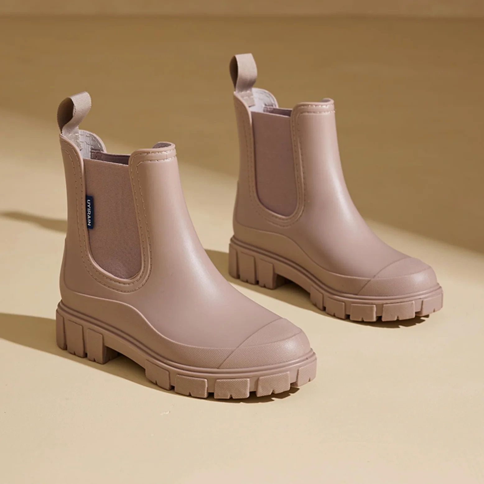 Botas de goma para mujer, cortas, impermeables, botas de lluvia Chelsea, botines antideslizantes para jardín, botas de lluvia