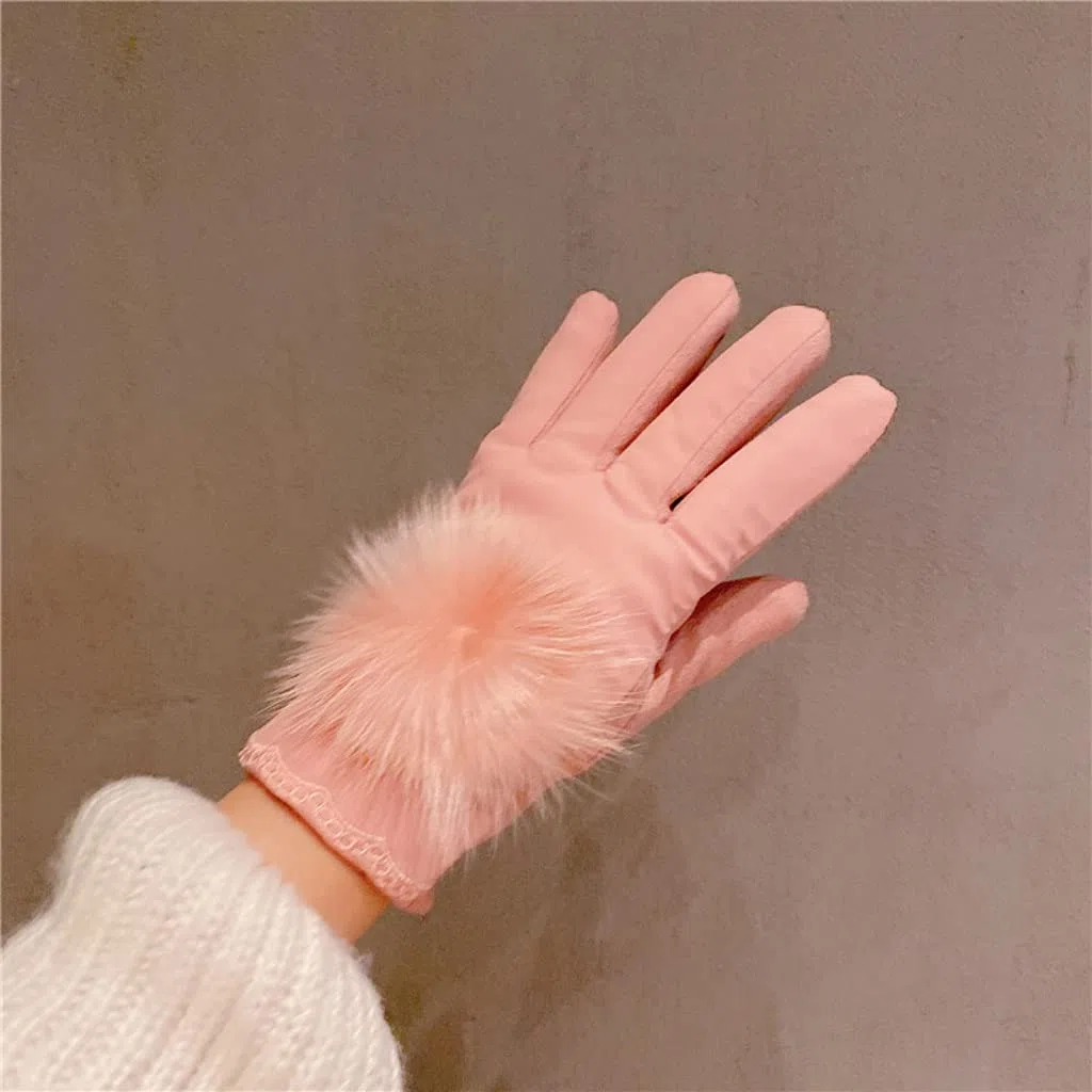 Guantes de invierno para mujer, con pantalla táctil y terciopelo para ciclismo, guantes de conducción de ciclismo al aire libre, guantes de algodón para exteriores (color: A)