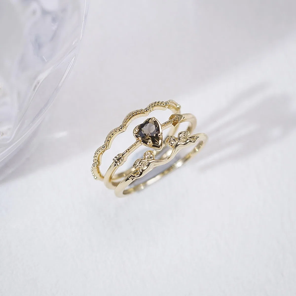 Anillo solitario de oro auténtico de 9 K/14 K/18 K, filigrana de forma delicada