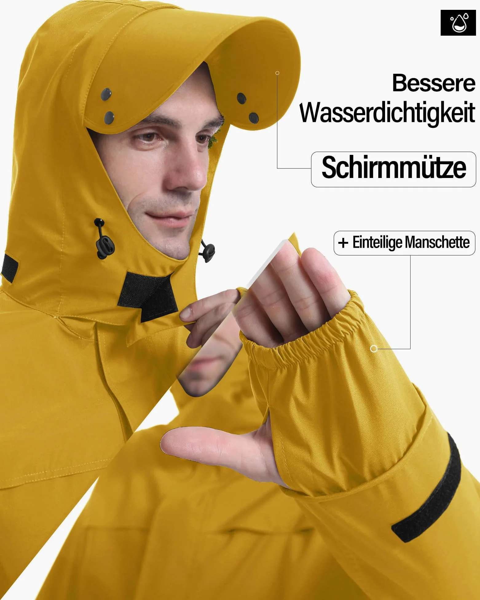 Coutyuyi Traje de lluvia para hombre y mujer, traje reflectante 100% impermeable, impermeable al aire libre, chubasquero a prueba de viento