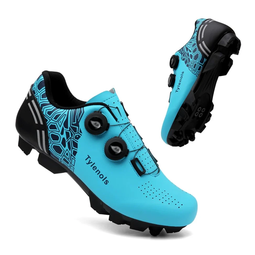 ENEN Zapatillas de Ciclismo para Hombre Mujer, MTB Zapatos Bicicleta de Montaña Compatibles con Look SPD Lock, Azul Negro Gris Rosa Unisex Zapatillas de Bicicleta de Montaña
