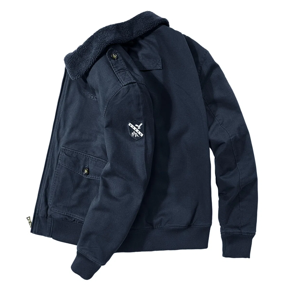 Forro Polar Hombre, Chaqueta de Vuelo cálida e Informal con Cuello Polar para Hombre