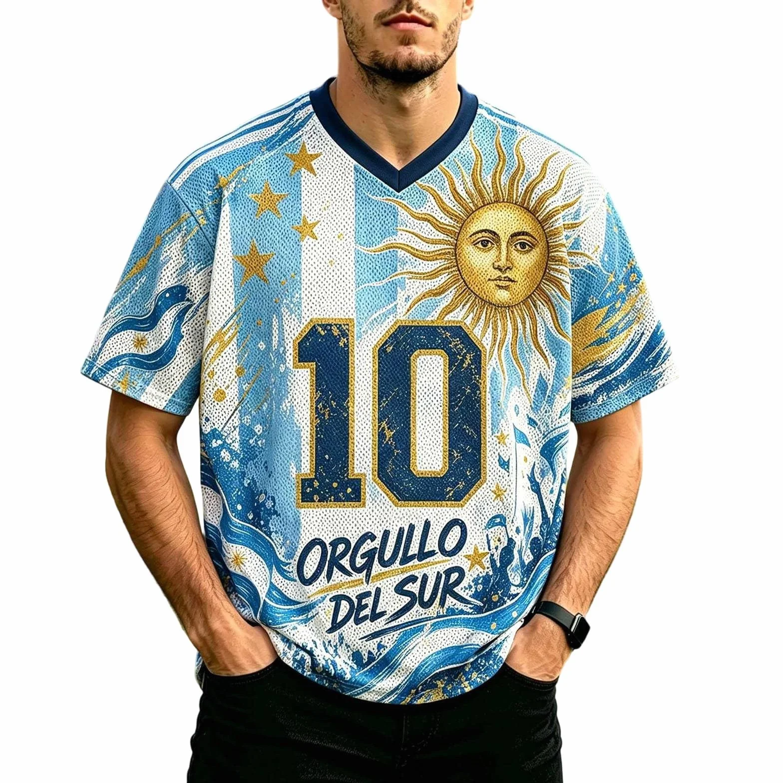 Camisetas Futbol Hombre,Camiseta Deportiva De Manga Corta De Argentina para Aficionados