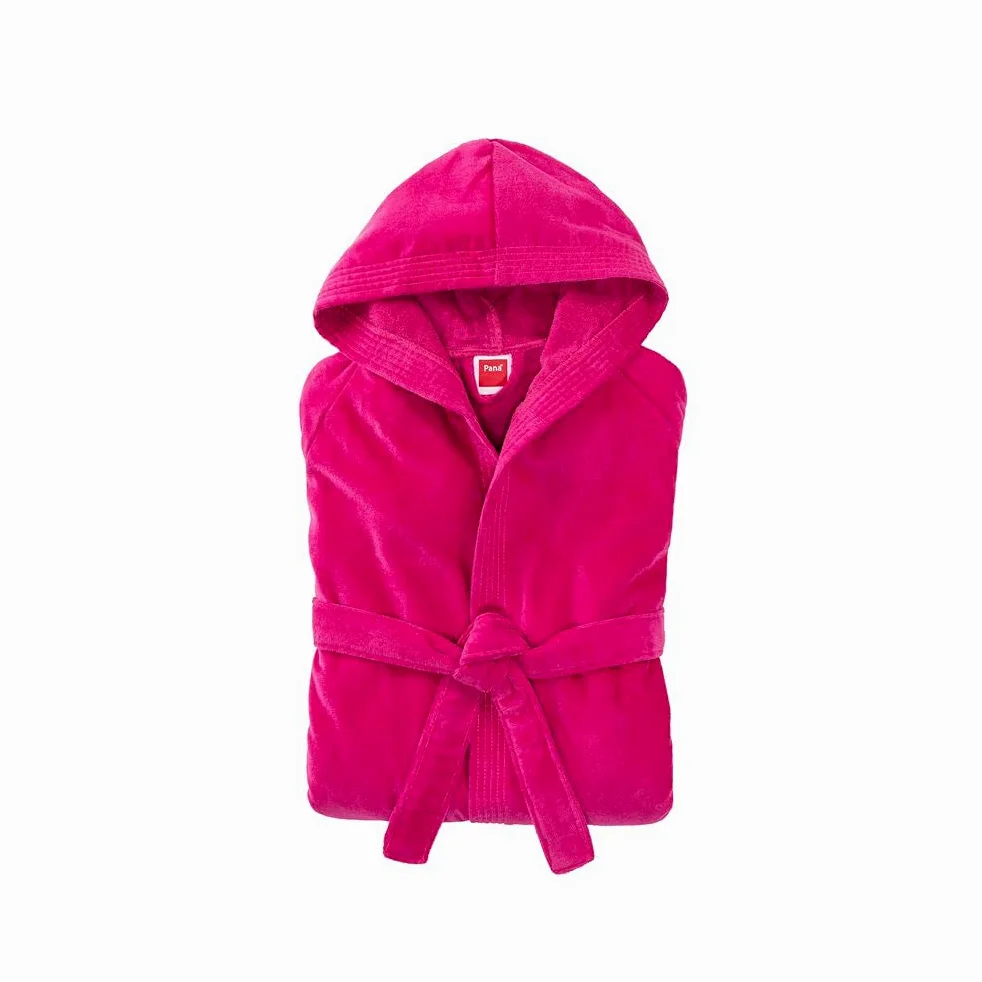 PANA Miami Velour Albornoz unisex de algodón con capucha albornoz de sauna albornoz para mujer albornoz para hombre con capucha material suave largo hasta la rodilla talla mediana color fucsia
