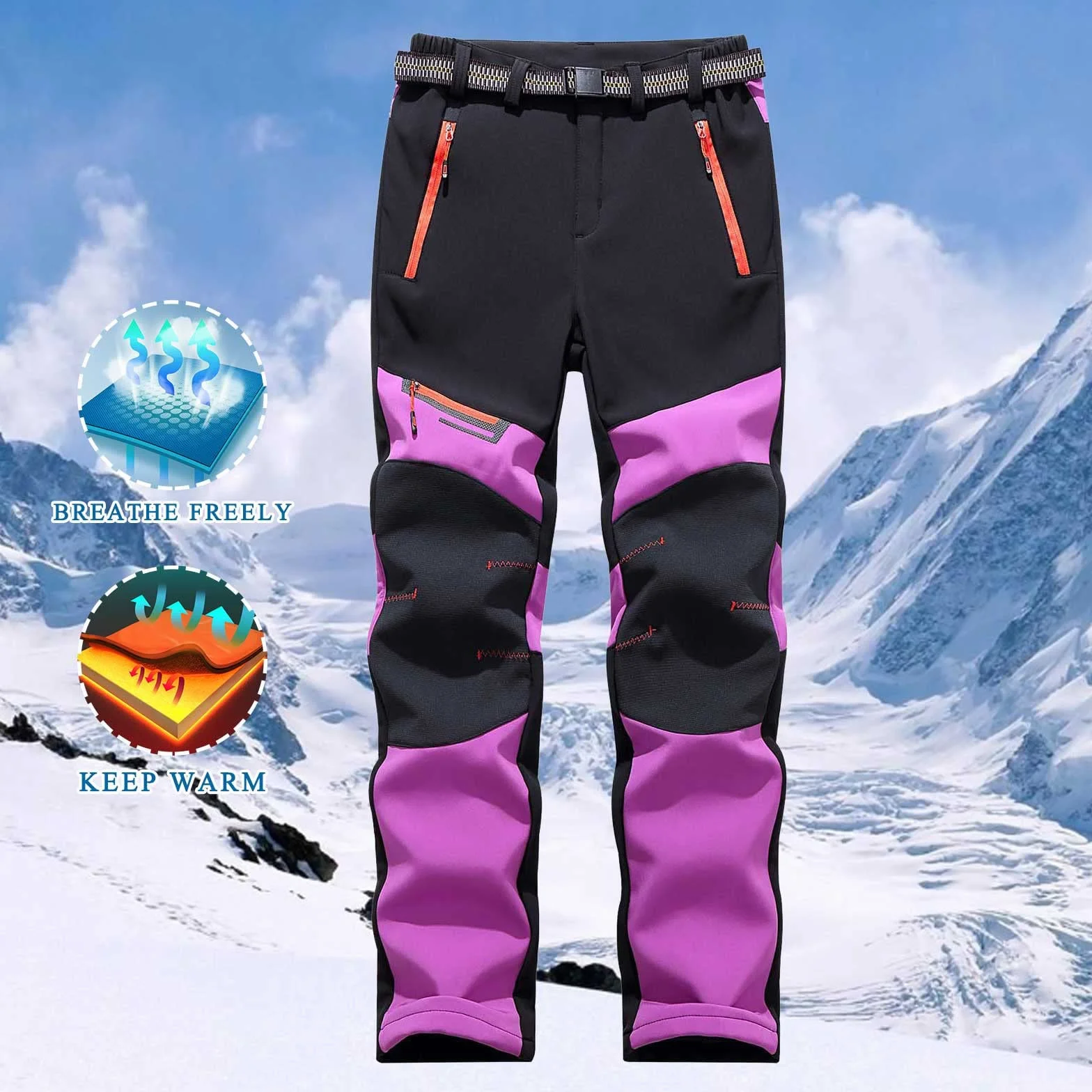 Pantalones de esquí cálidos impermeables para mujer softshell nieve térmicos