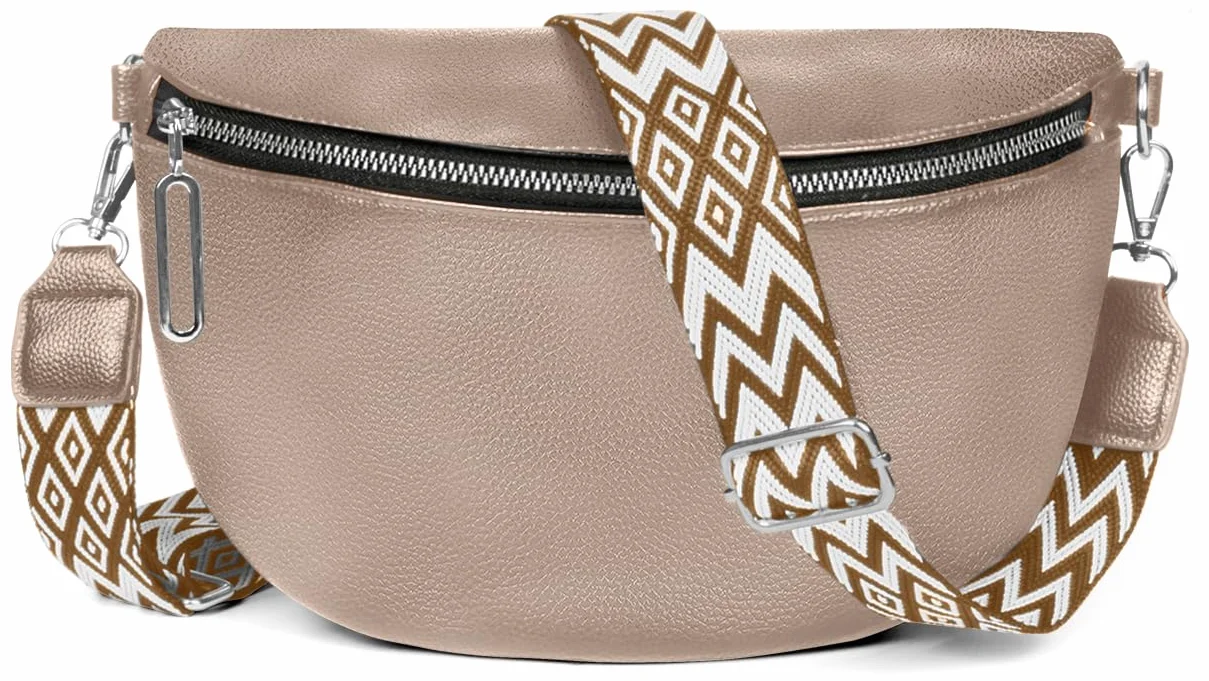 Bolso de Mujer Señoras Pequeño, Bolso Crossbody Señoras Correa Ancha, Riñonera Señoras Estiloso Cuero Repelente al Agua, Elegantes Bolsos Modernos con Correa de Mujer Desmontable