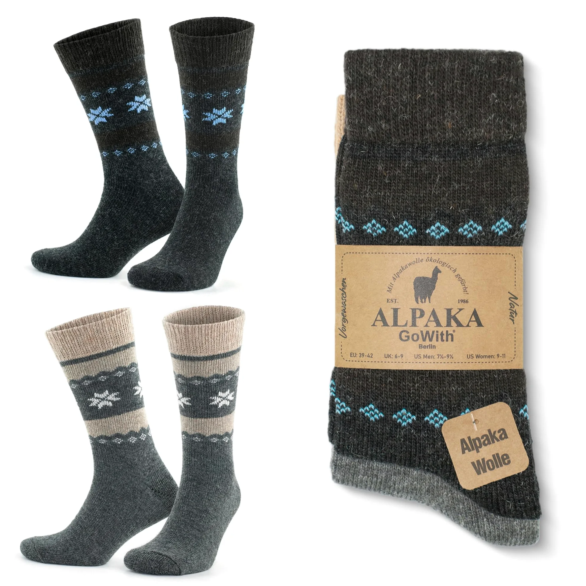 GoWith Calcetines de Alpaca de Lana (Pack de 2) Mujeres