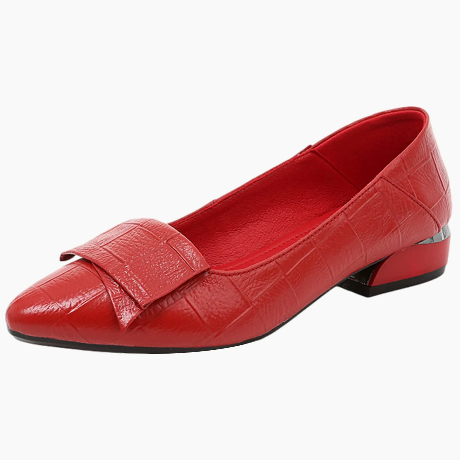 Mujer Puntiagudo Cuadros Zapatos de Tacón Cuero Suela Blanda Ballerinas