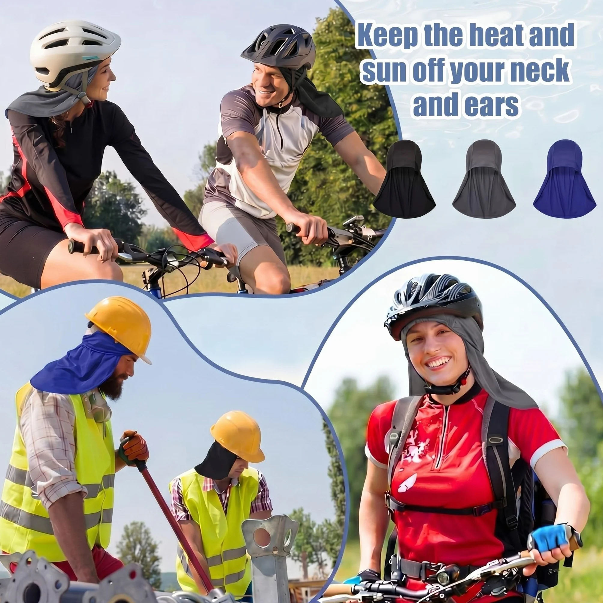 Helmet Liner with Neck Mask Cooling Skull Cap Sweat Wicking Cycling Running Hat