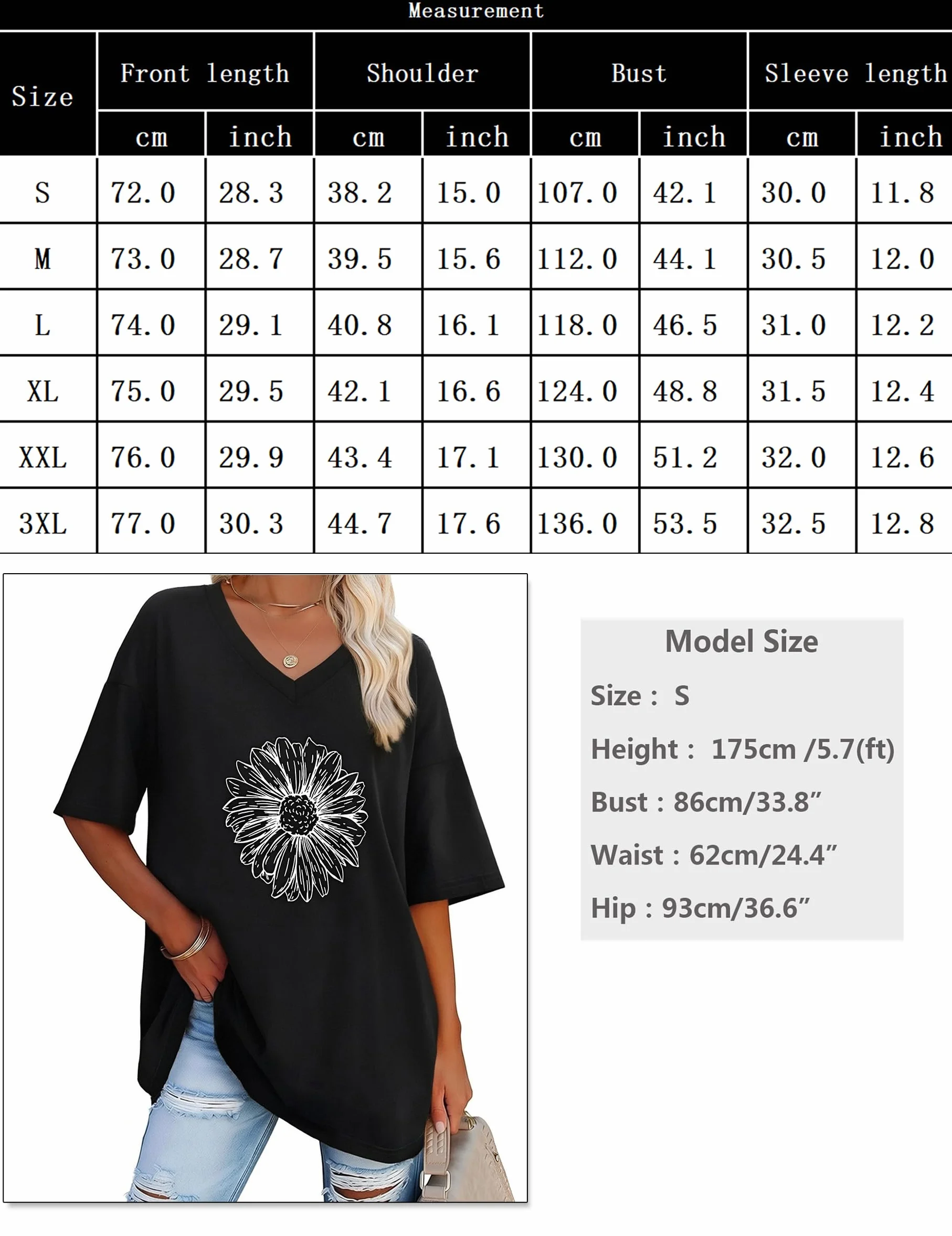 Litherday Camiseta de Mujer Verano Manga Corta con Cuello en V Estampada Top Suelto Casual para Uso Diario