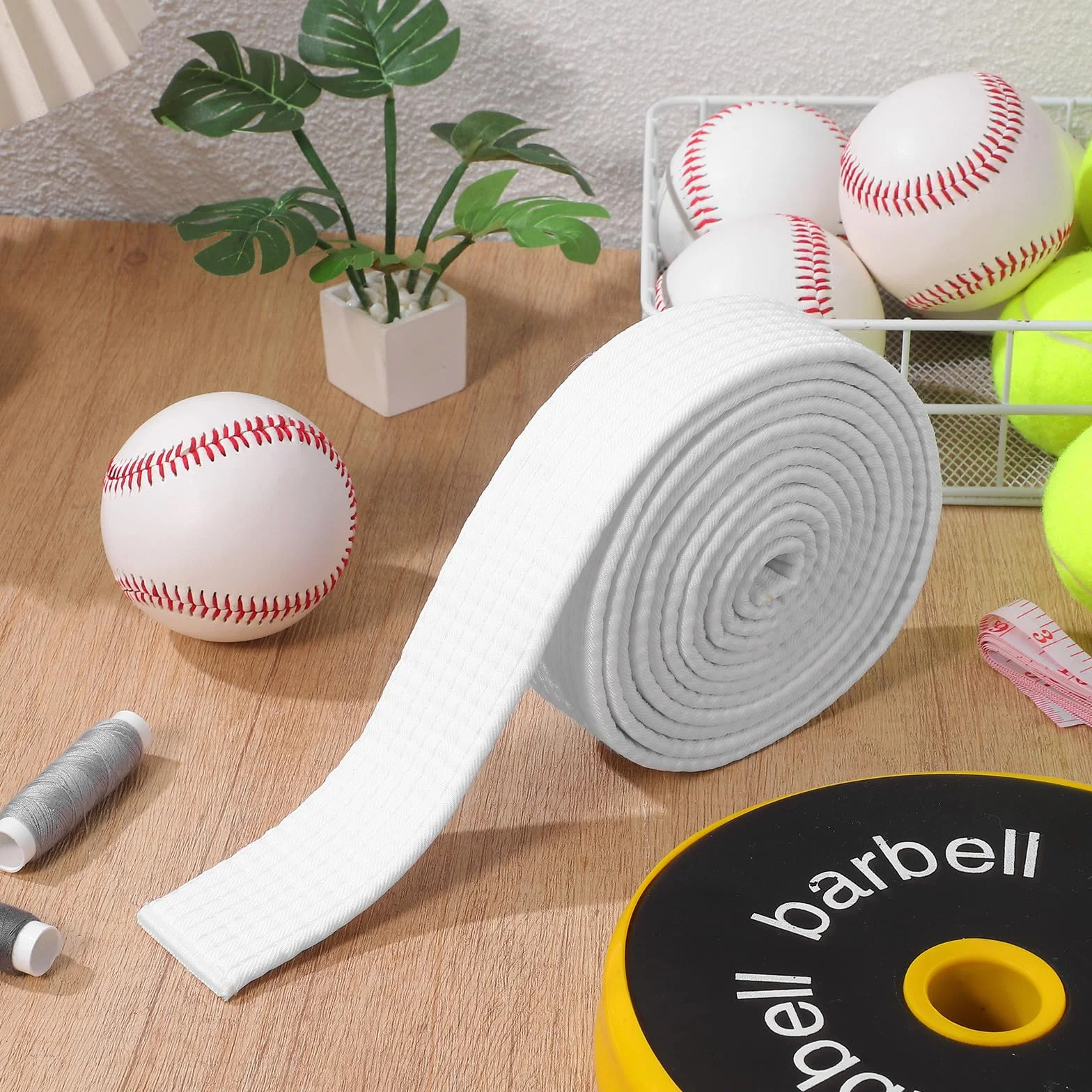 Cinturón de Taekwondo Blanco Algodón y Cáñamo para Entrenamiento y Competición