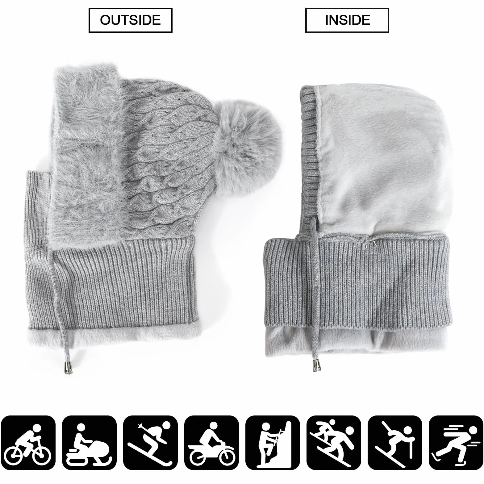 TAGVO Pasamontañas Termico Polar Multifuncional Balaclava Invierno Capucha Esquí Clima Frío