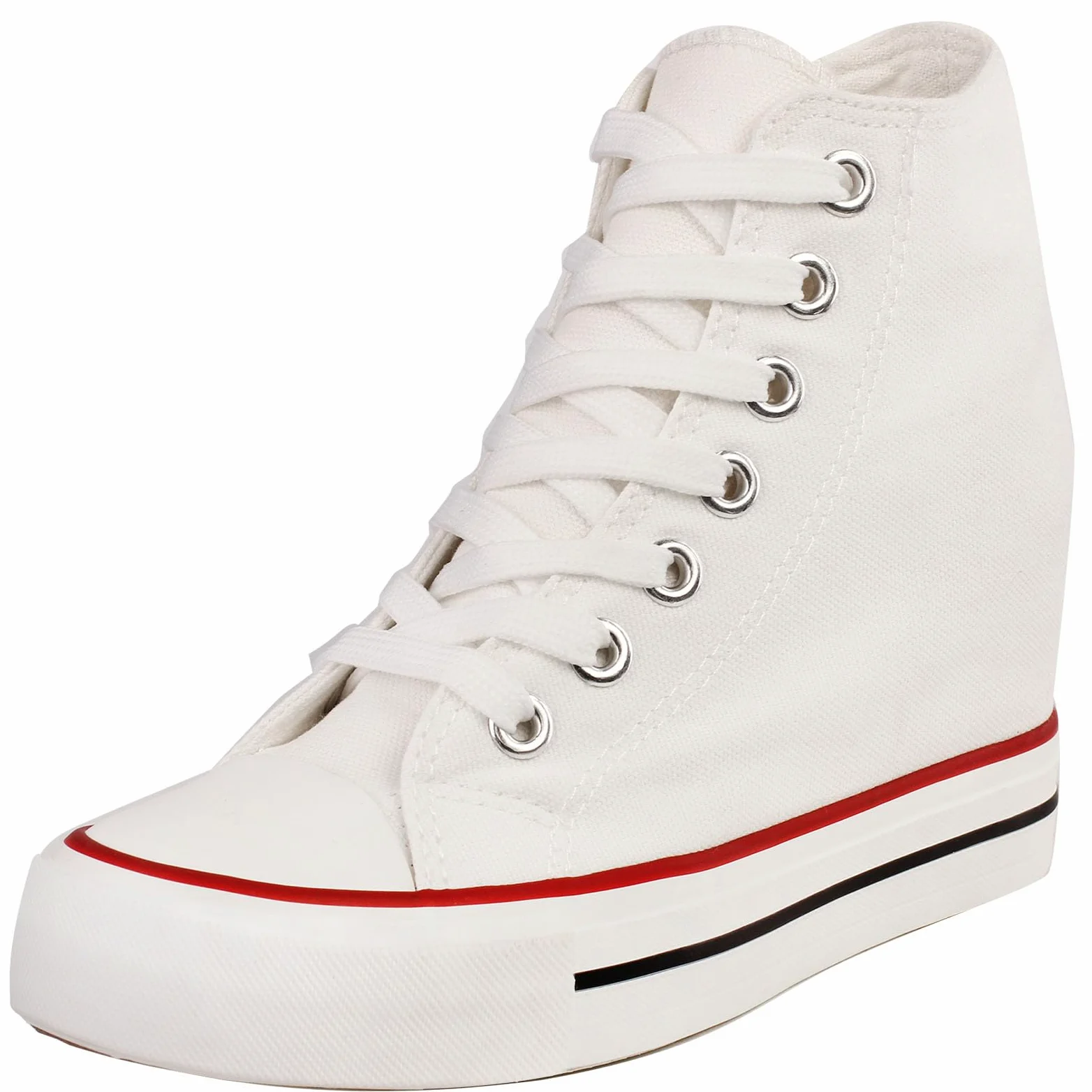 Mujer Zapatos de Lona Cuñas Plataforma Zapatillas Altas | Casuales Moda Botines Ligeras Negro Blanco 35-40 Con cuña