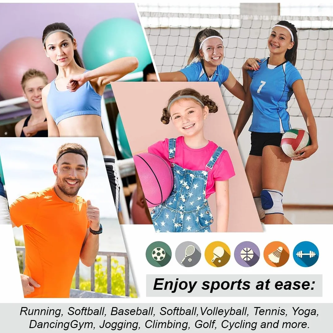 Cinta Deportiva Pelo Antideslizante 6 Piezas Diadema Elástica Yoga Fútbol Jogging Hombre Mujer Niño