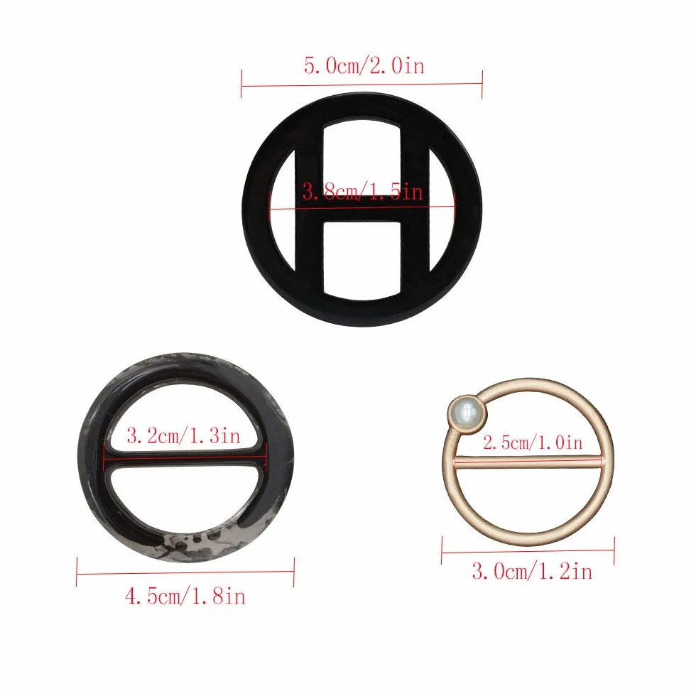 30pc Resina de plástico Metal camiseta Cinturón Ropa Clips Anillo Bufanda Hebilla Fiesta de Moda Colorida Decoración pañuelo para el cuello Perla