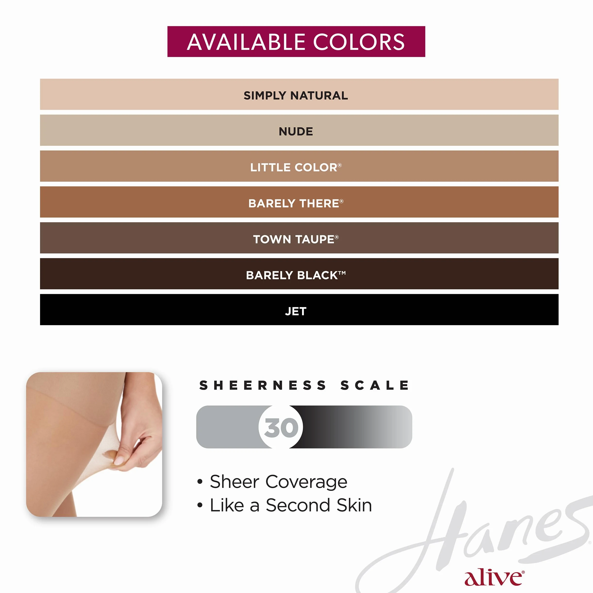 Hanes Alive Control Top Reinforced Toe Sheer Pantyhose Pantimedias Mujer (Pack de 1)