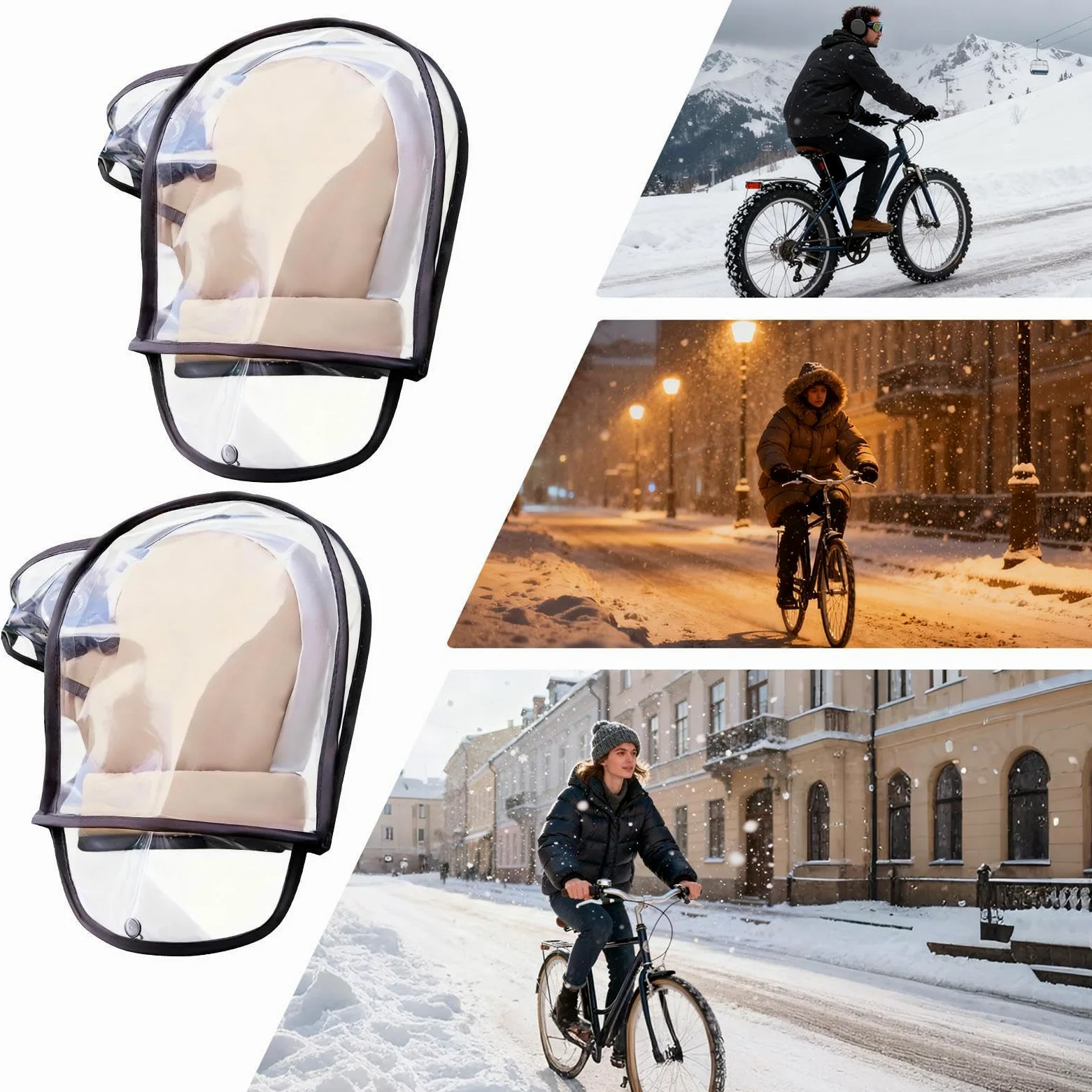 Manoplas Para Manillar Manguitos Térmicos Para Agarres De Bicicleta | Cubierta Térmica Para Manubrio Para Ciclismo Invernal, Desplazamientos Diarios, Motonieve, Motocross, Carretera