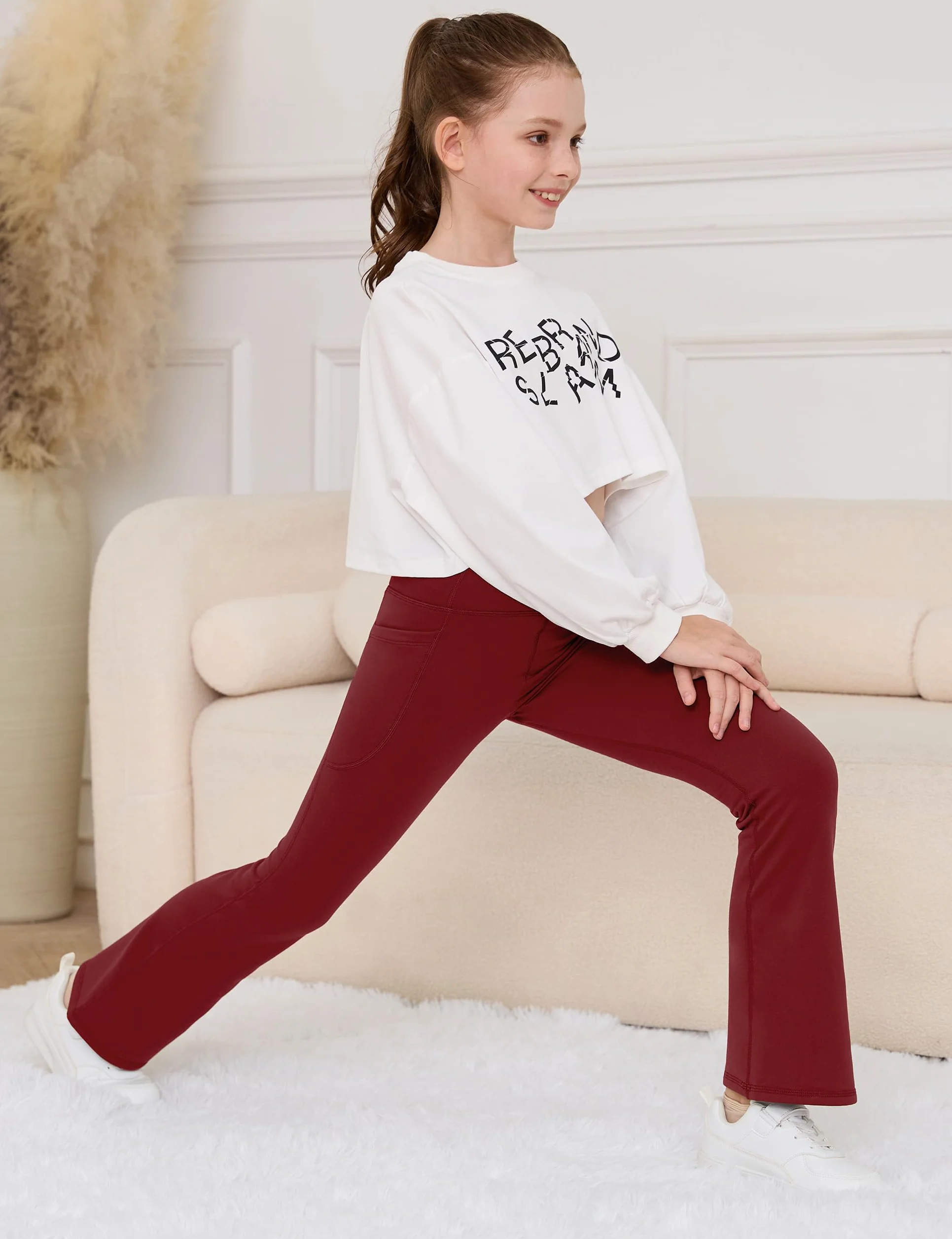 Desol Leggings térmicos con forro polar para niña, cintura alta, acampanados, pantalones de yoga cálidos con bolsillos, ropa preparada