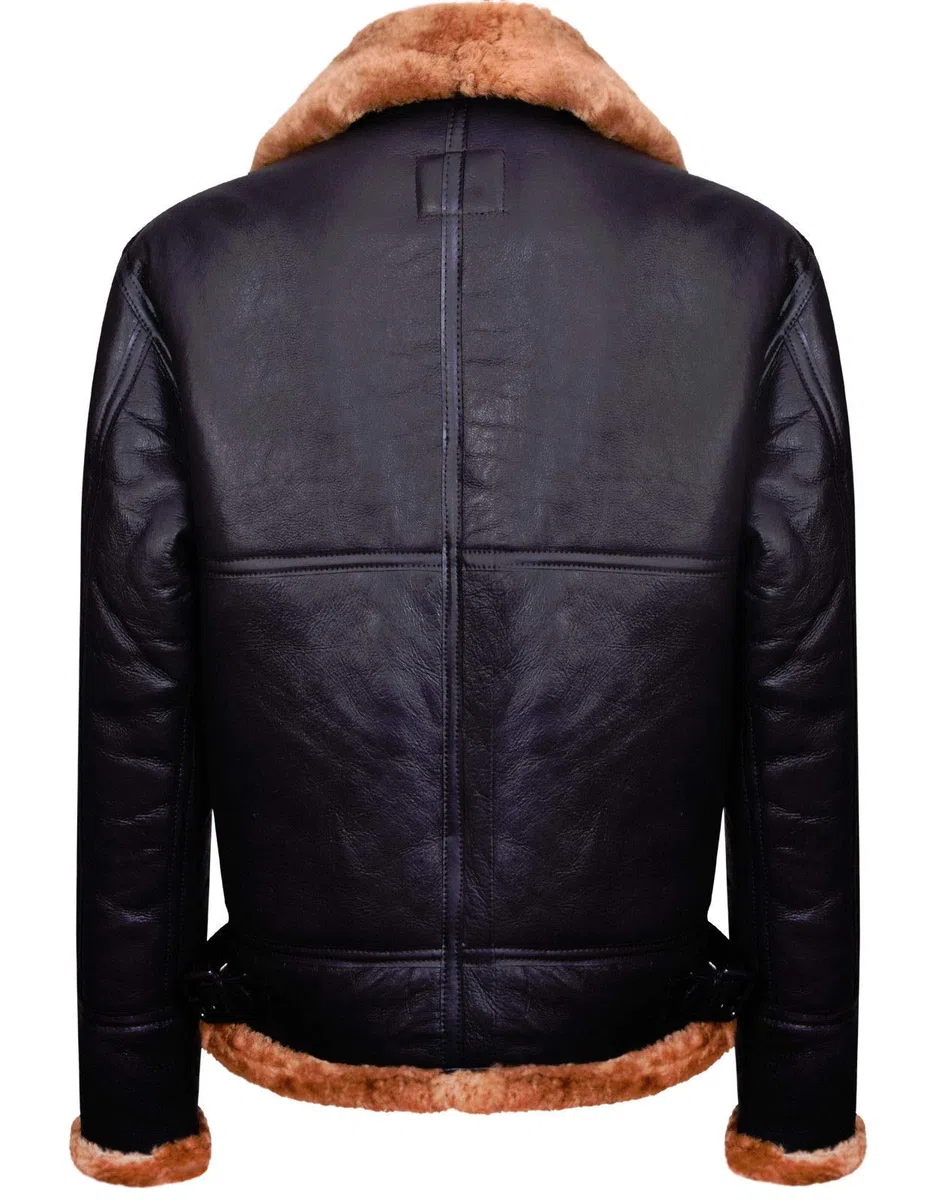 B3 de Piel Oveja B3 Marrón de Hombre Bomber de Aviador de Cuero WW2