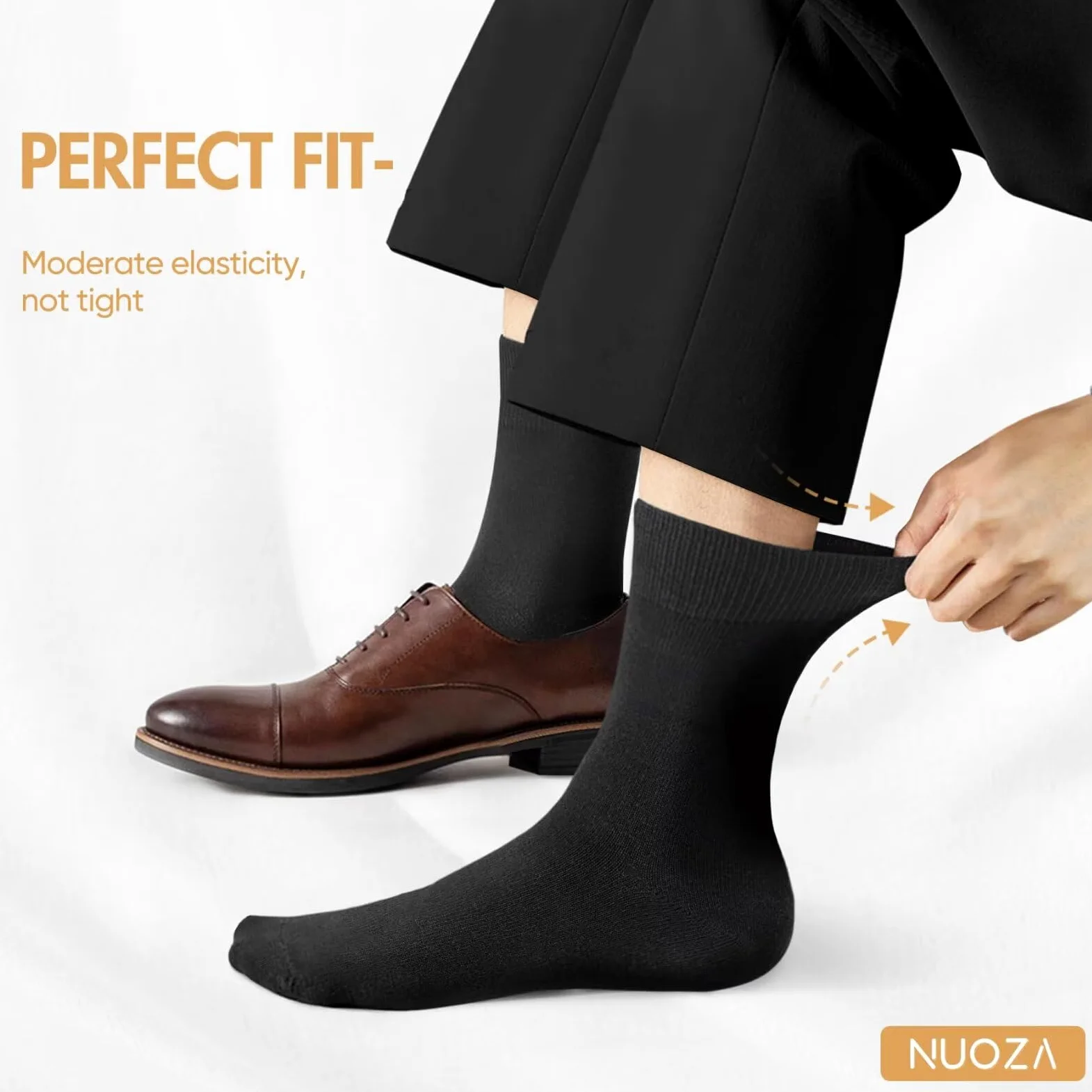 NUOZA Calcetines Hombre 12 pares Calcetine Deportivos Algodón Negocios Calcetines Largos Transpirables Calcetine Negro/Blanco