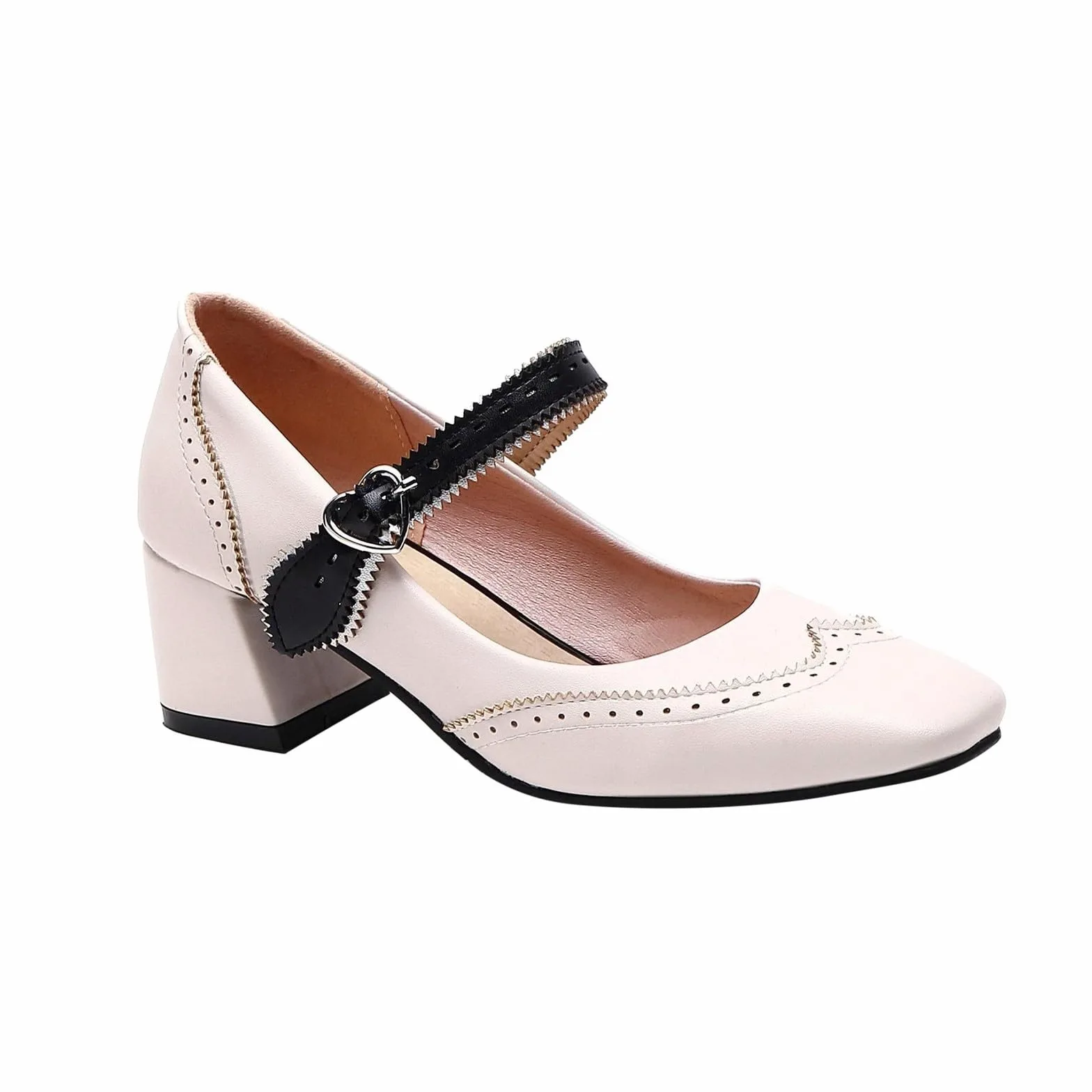 Mary Jane - Zapatos de tacón para mujer, clásicos, elegantes, de piel, con tacón, retro, cómodos,