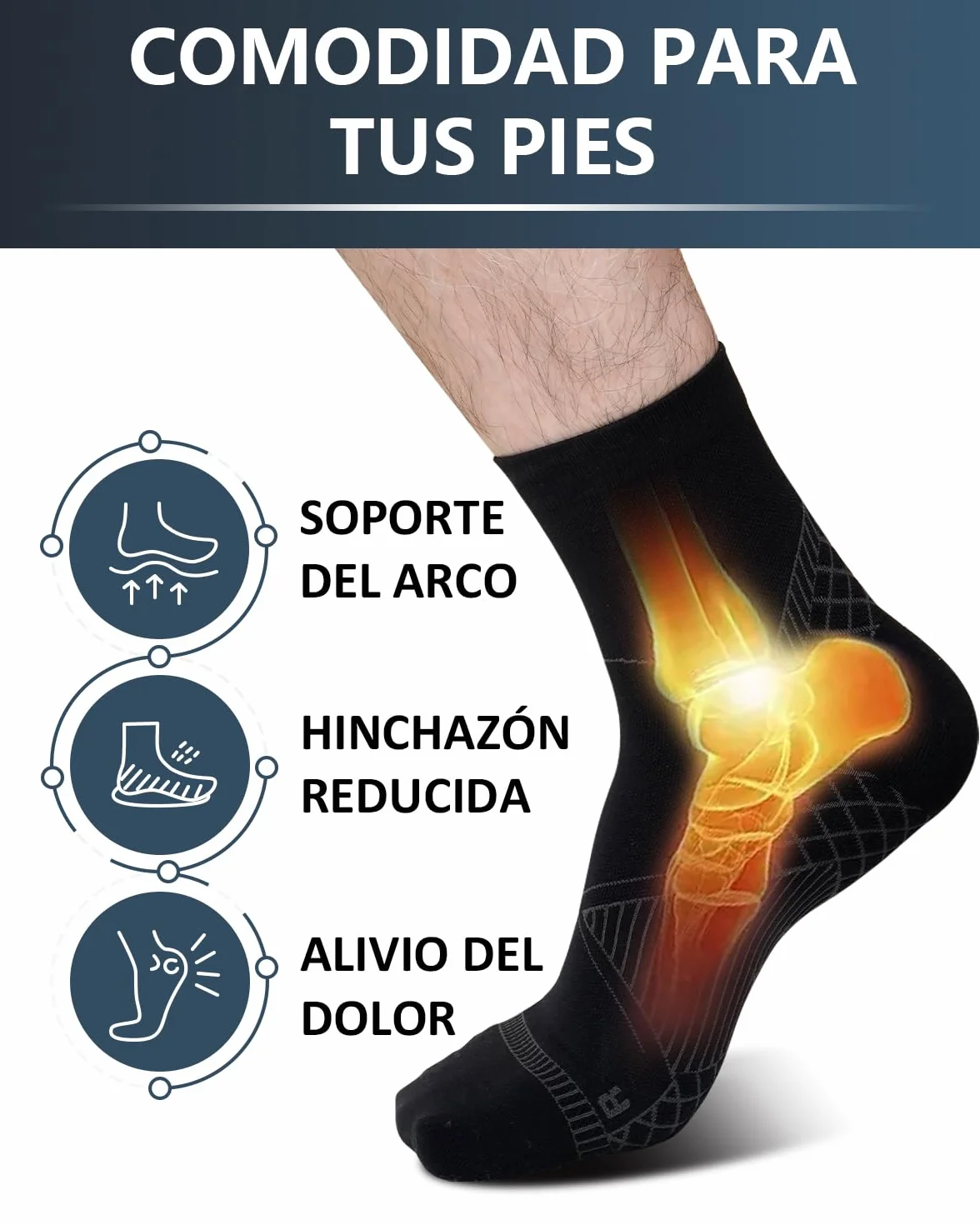 Calcetines de Compresión para Fascitis Plantar Soporte Tobillo Aliviar Dolor Pies Hombre Mujer