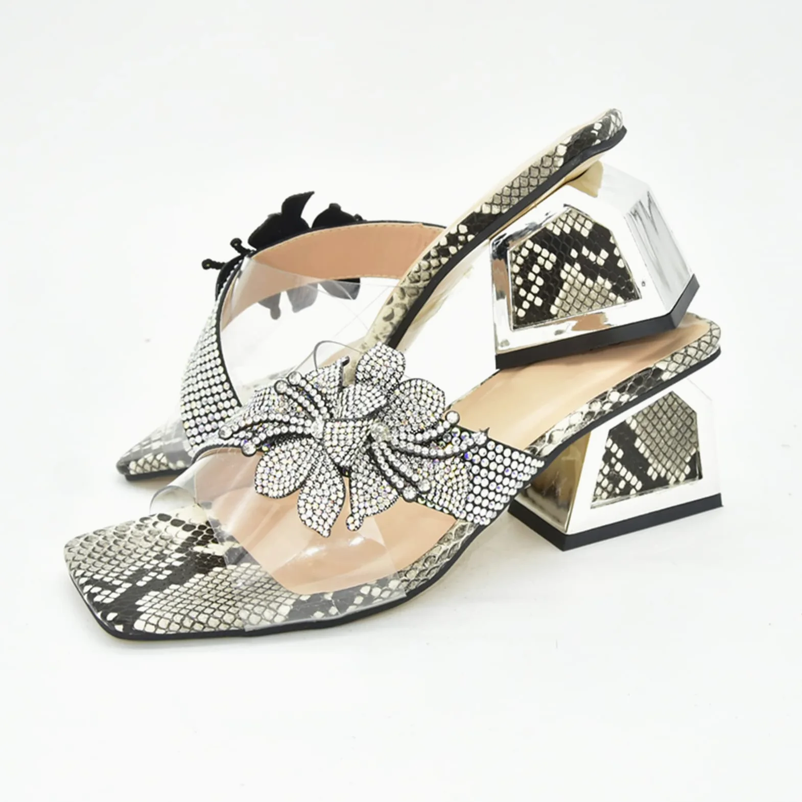 MOGSA Pantuflas de verano para mujer, talla grande, zapatos de boda, zapatos de vestir para fiesta, sandalias de tacón alto