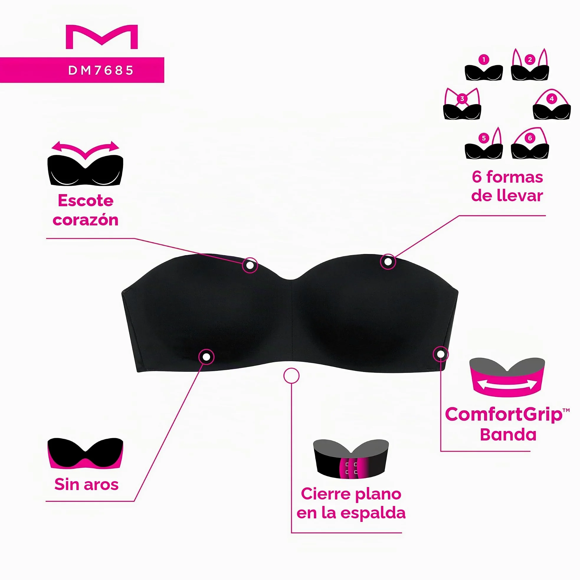 Maidenform Tailored Strapless Wire Free Bra Sujetador, Opaco para Mujer