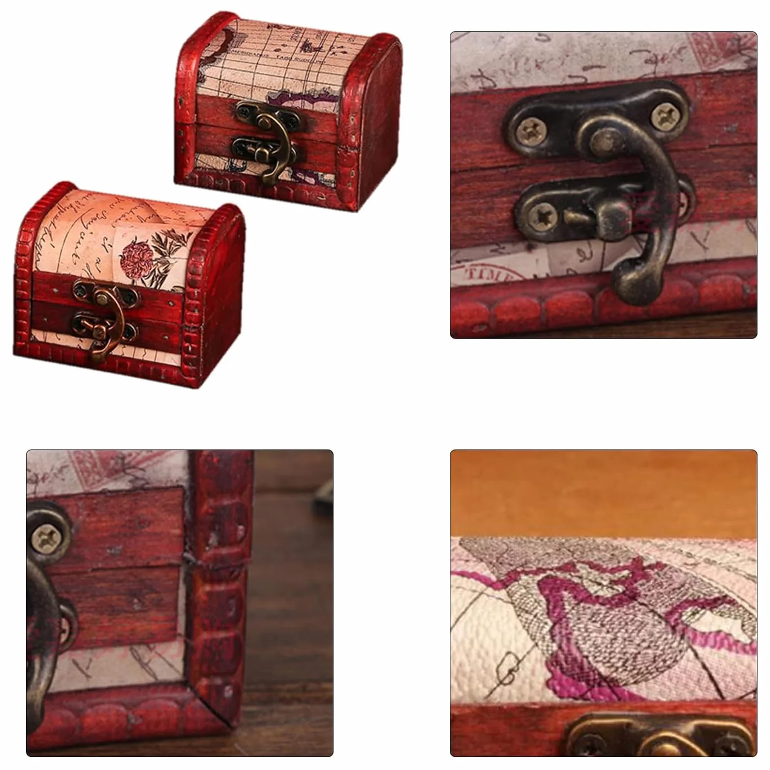 Adri - Cofre de madera pequeño para guardar joyas, joyeros de madera rusticos, mini Cofre Vintage para Joyas, ideales para regalitos y detalles. (COFRE SIN ASA, 9,3 X 6,5 X 6,4 CM)