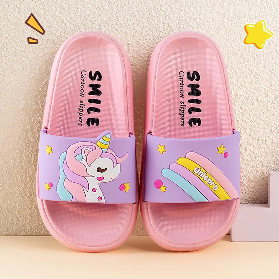 Pantuflas de unicornio para niñas, para playa, piscina, verano, sandalias para niños, lindas zapatillas de baño y ducha