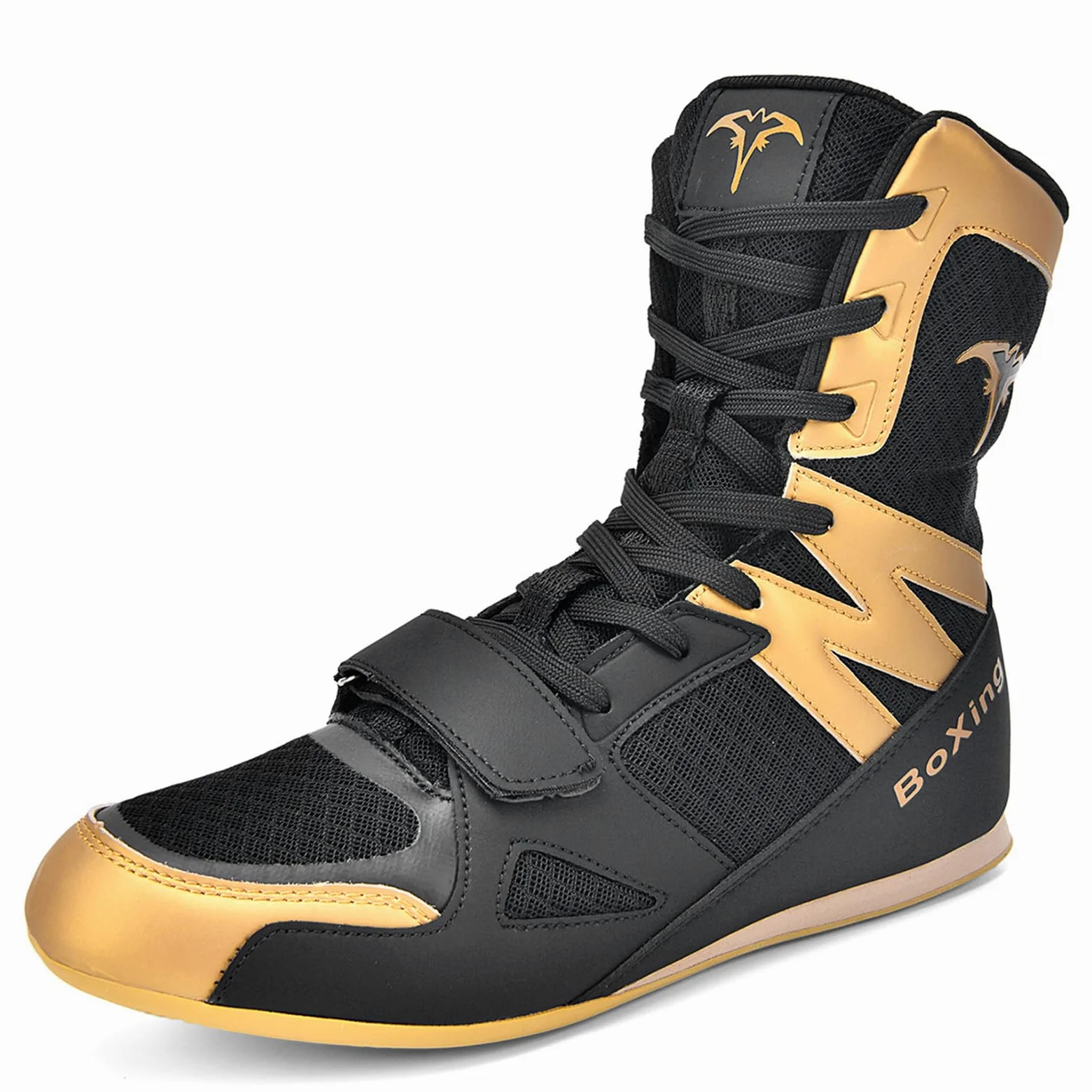 Zapatillas Boxeo Hombre Zapatillas Lucha Libre Profesional Caña Alta | Malla transpirable Correa en el tobillo Suelas antideslizantes Ligero Artes marciales Combate Entrenamiento físico