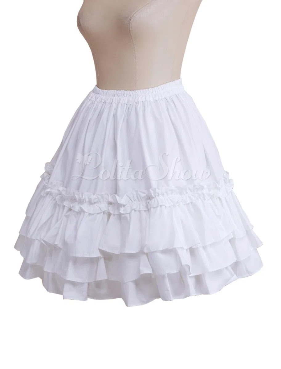 Antaina Blanca Encaje Volantes Sweet Kawaii Vintage Victoriana Lolita Princesa Longitud de la Rodilla Midi Plisada Falda
