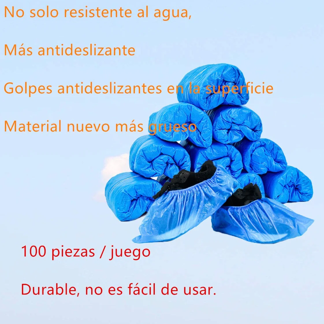LANZI 100 Piezas Cubiertas de Zapatos Desechables Cubiertas de Botas Impermeables de Zapatos Antideslizantes con，Engrosada a Prueba de Polvo(Azul)