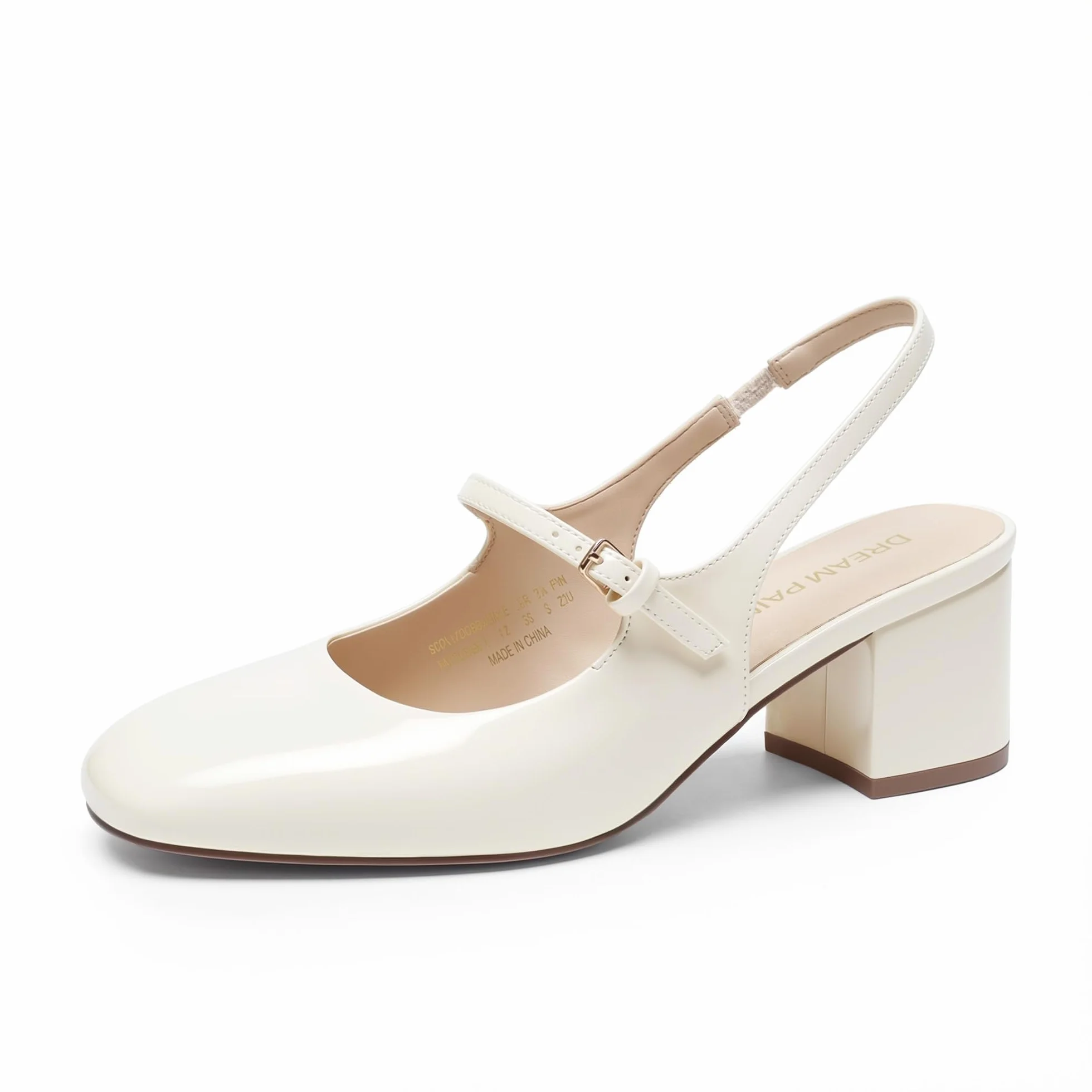 DREAM PAIRS Zapatos de Tacón Bajo Mary Jane para Mujer con Tira Trasera Punta Cuadrada