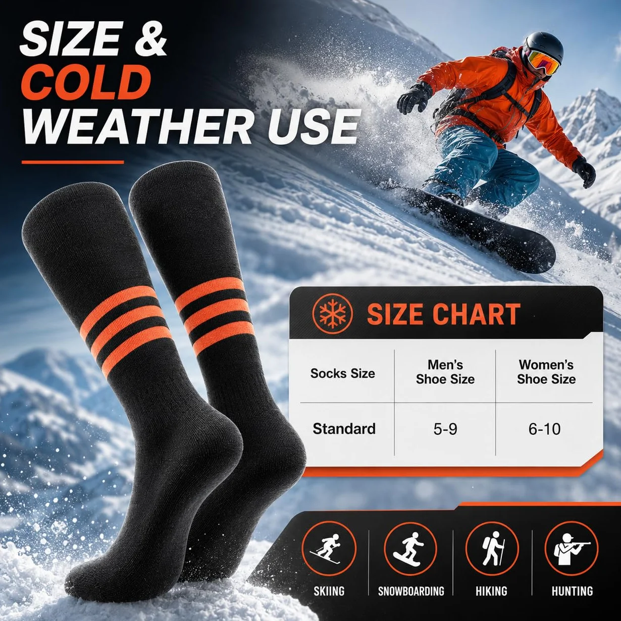 Calcetines de esquí térmicos hasta la rodilla, calcetines cálidos para snowboard, senderismo, caza y clima frío, para mujer y hombre