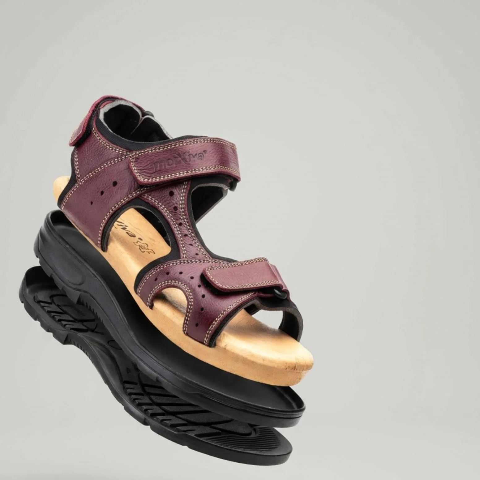 Sandalias Cangrejeras de Cuero para Hombre Doble Cierre de Velcro Ajustable
