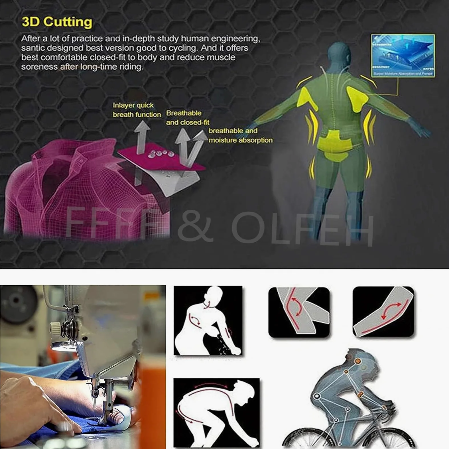 FFFF & OLFEH Summer Cycling Skinsuit Triatlón for Hombres, Conjuntos de Camisetas de Ciclismo for Hombres,Traje de Piel de Triatlón De Verano para Hombres, Mono De Ciclismo