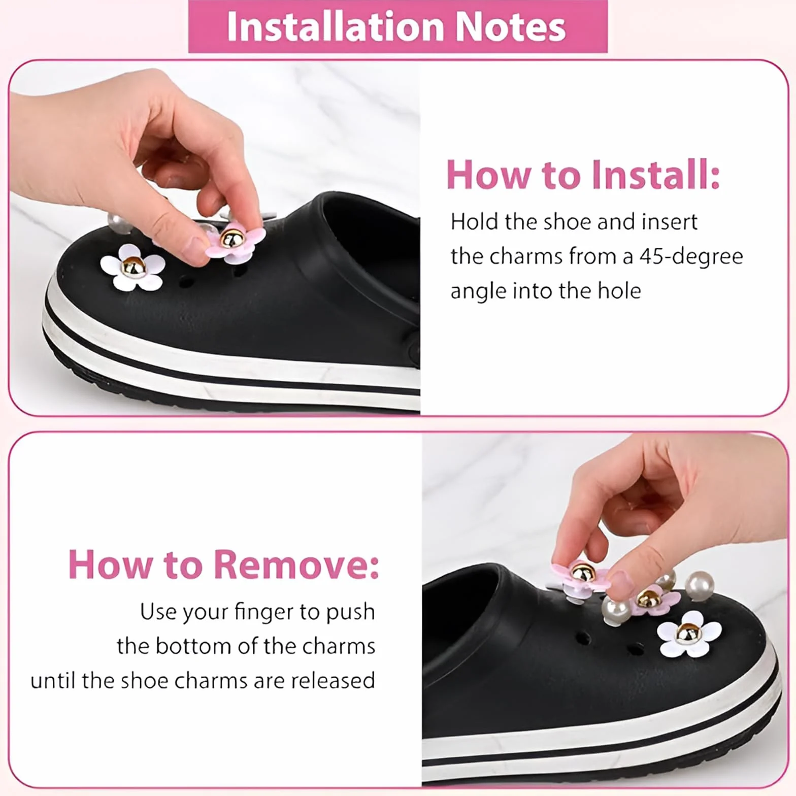 DBALL 30 Piezas Pin Crocs Moda Rosa Flor De Cerezo Pins Para Accesorios Crocs Con Perlas Dulce Lindo Adecuado Para Damas y Niños Sandalias Decorativas