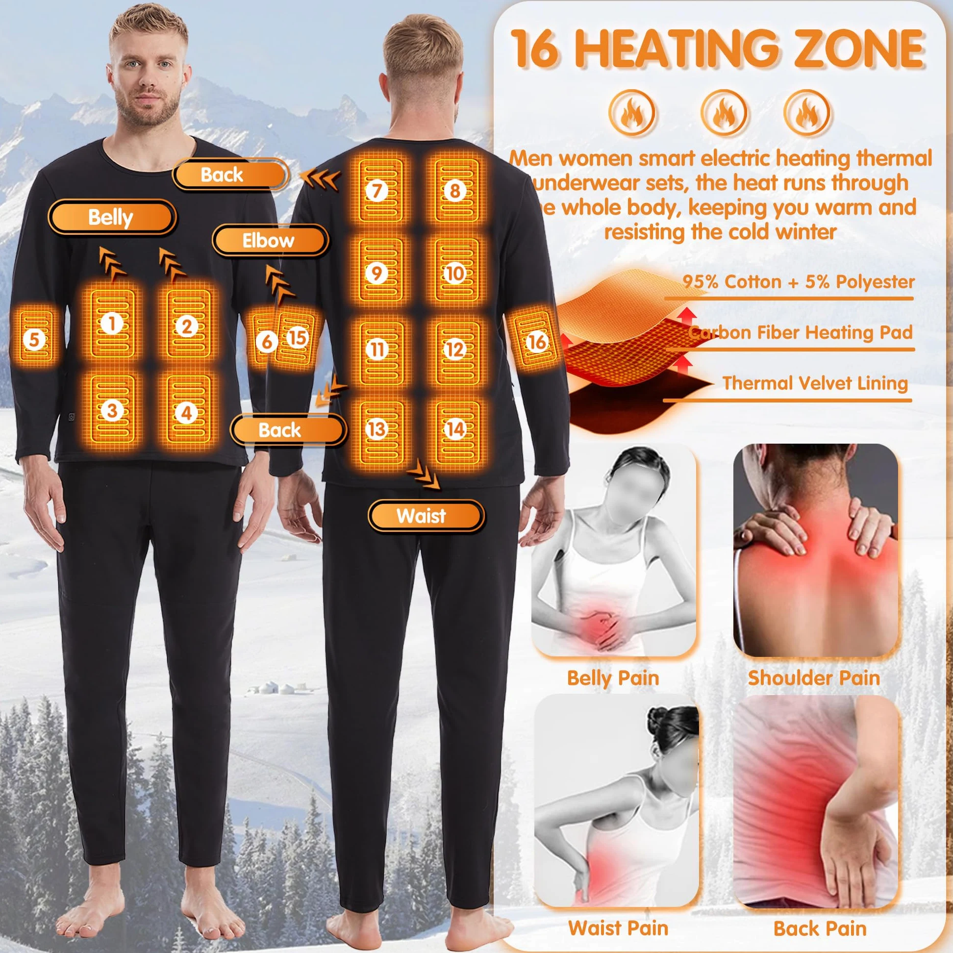 Camiseta Térmica Calefactada para Hombre Calefacción Eléctrica Ropa Interior Camisa Caza Esquí Moto Deporte Al Aire Libre Ropa Calefactada