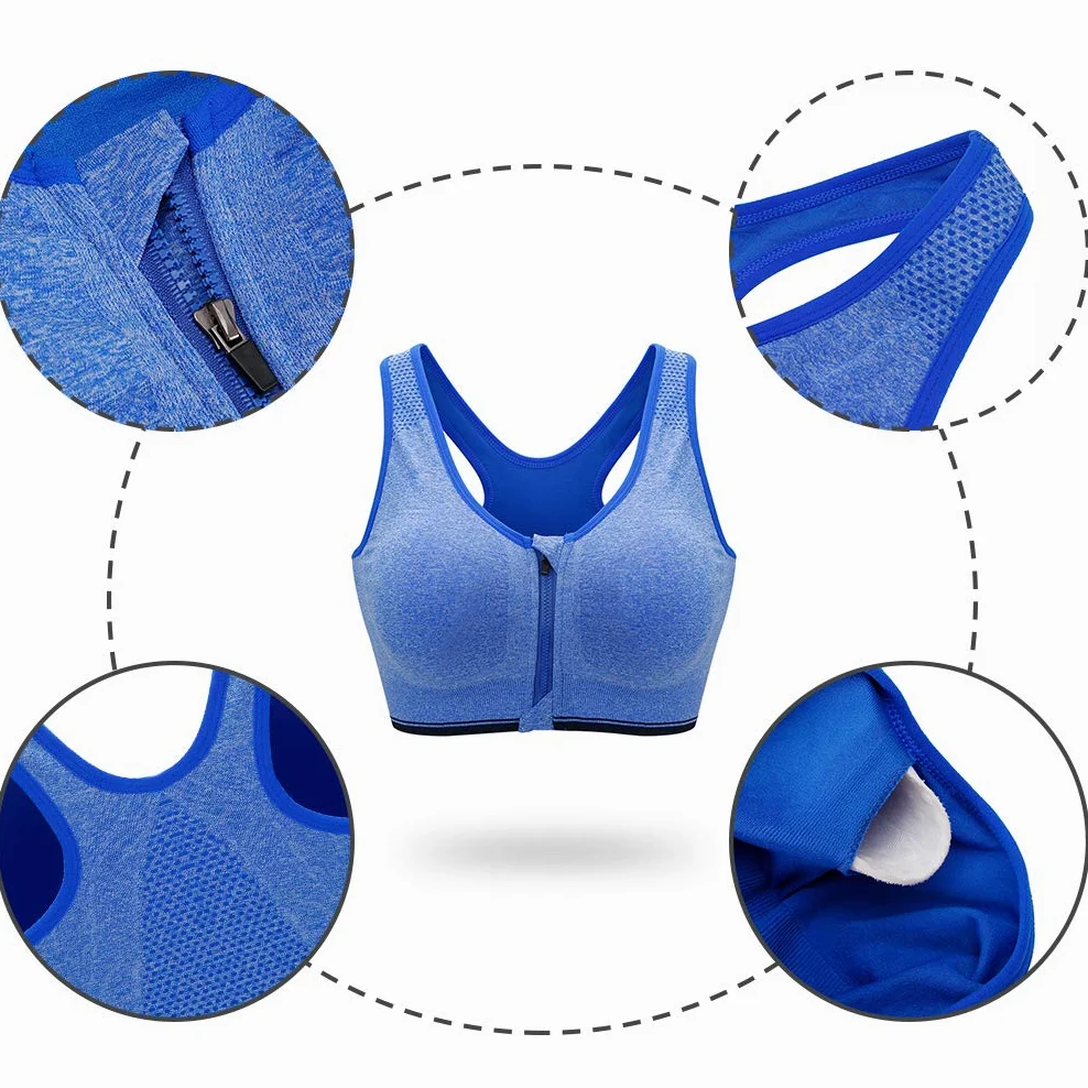 CARETOO Sujetador Deportivo para Mujer Cierre Delantero Sujetador Deportivo Post Operatorio para Yoga Fitness - con Cremallera