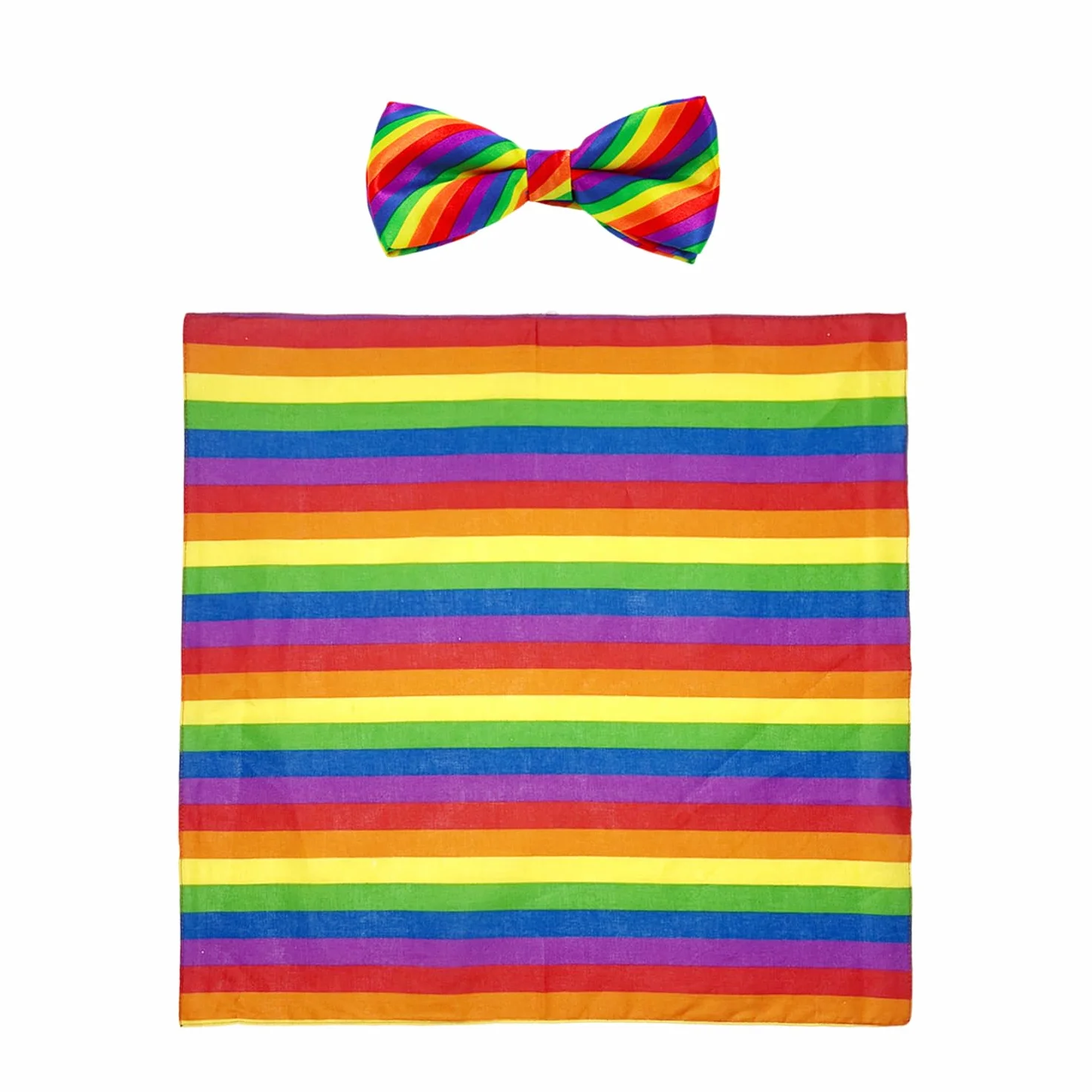 Corbata con pañuelo pajarita a rayas de colores arco iris accesorio para disfraces mujer