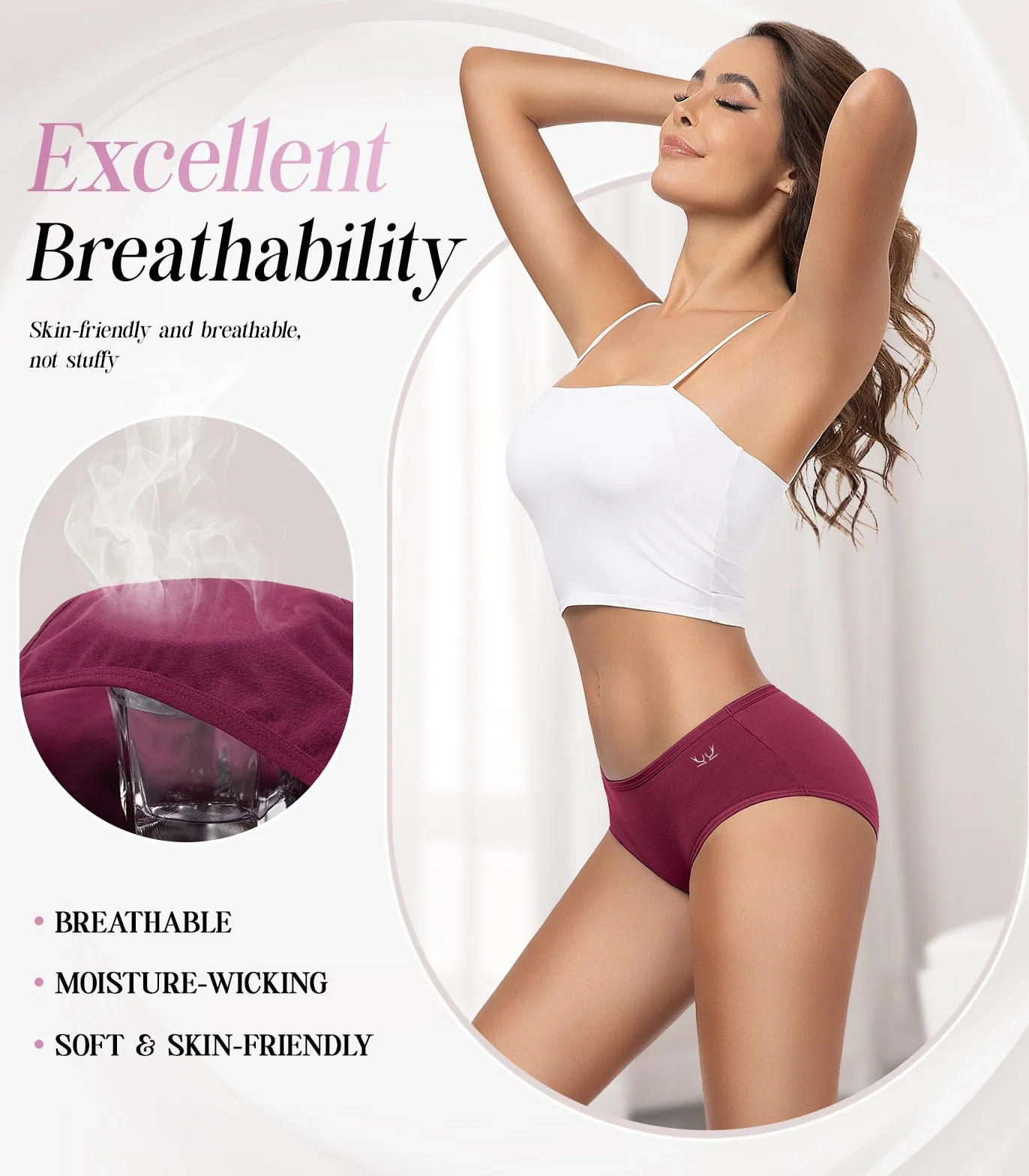 TANSTC Bragas Mujer Algodón Pack 6 Hipsters Talla Baja Transpirables Elásticas XS 4XL