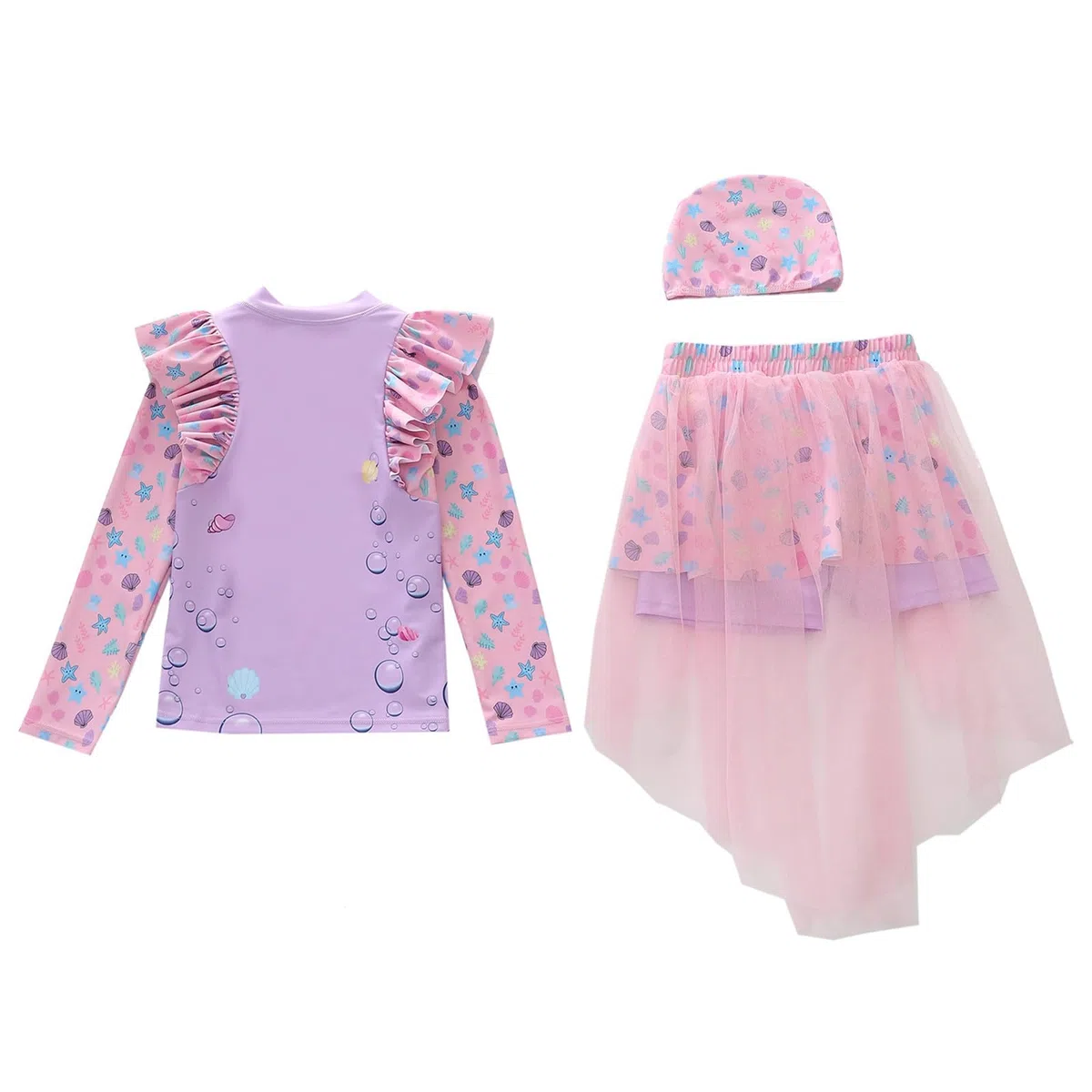 Trajes de baño de dos piezas para niñas con falda colorida, tankini lindo para bebés, niños pequeños, niños y adolescentes