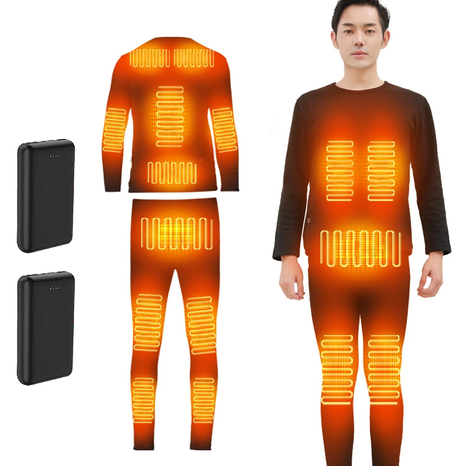 Conjunto De Ropa Interior Calefactada Inteligente Unisex, Al Aire Libre 16 Zonas Calefacción Camiseta Térmica Y Pantalones para Caza, Pesca, Esquí, Lavable